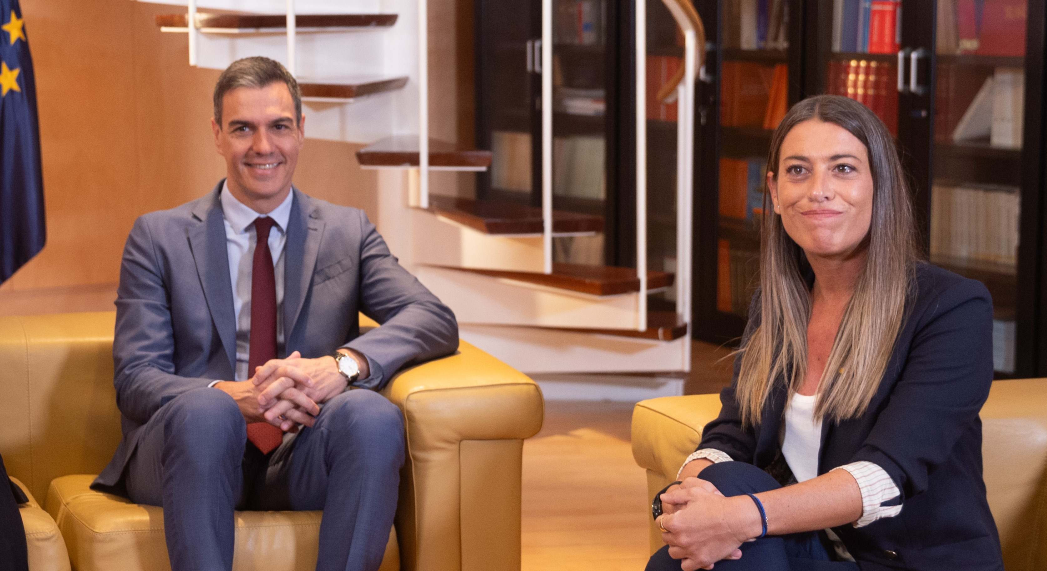 Pedro Sánchez y Miriam Nogueras. Foto: Eduardo Parra / EP.