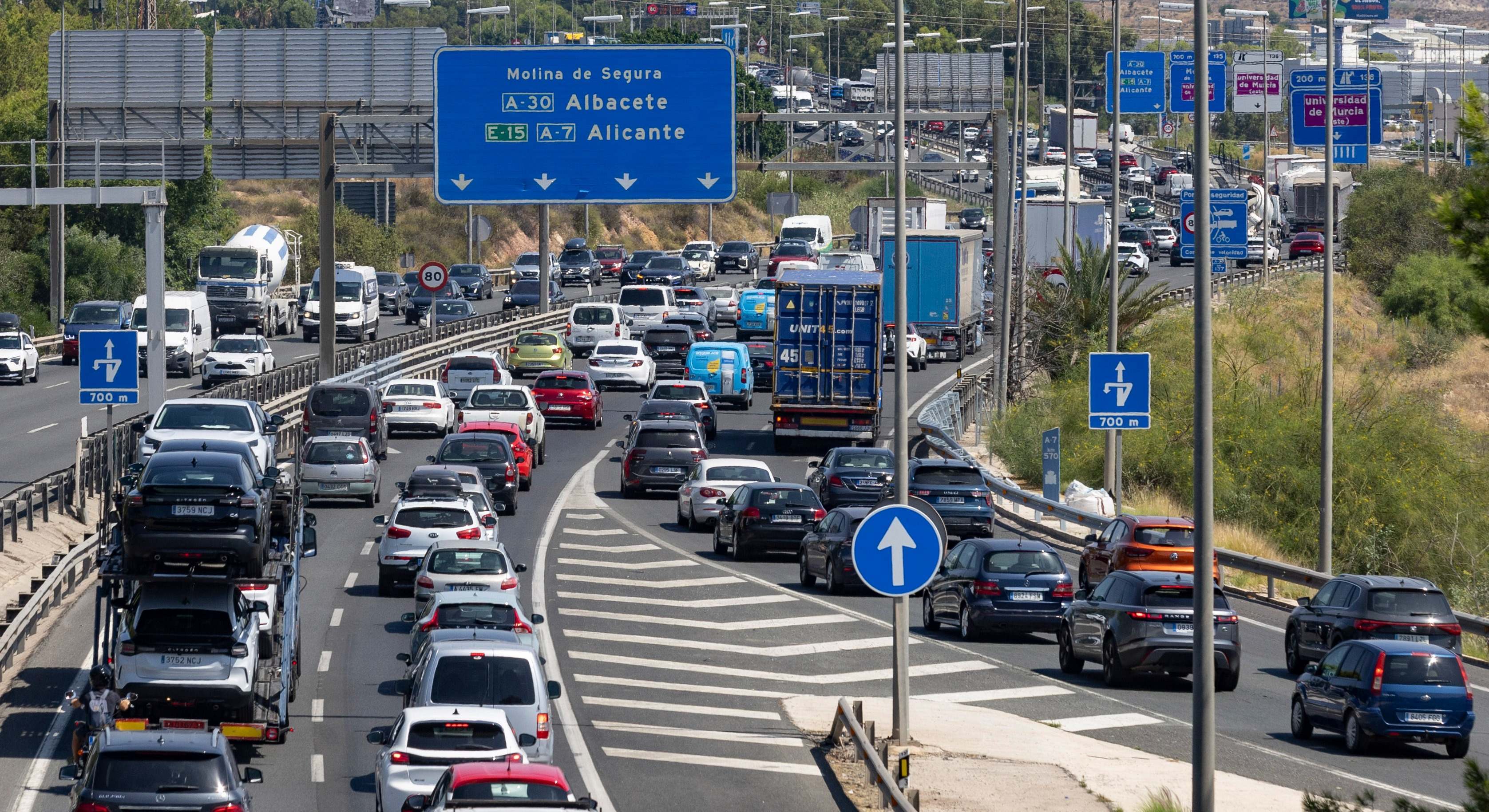 Atasco en una carretera de Murcia