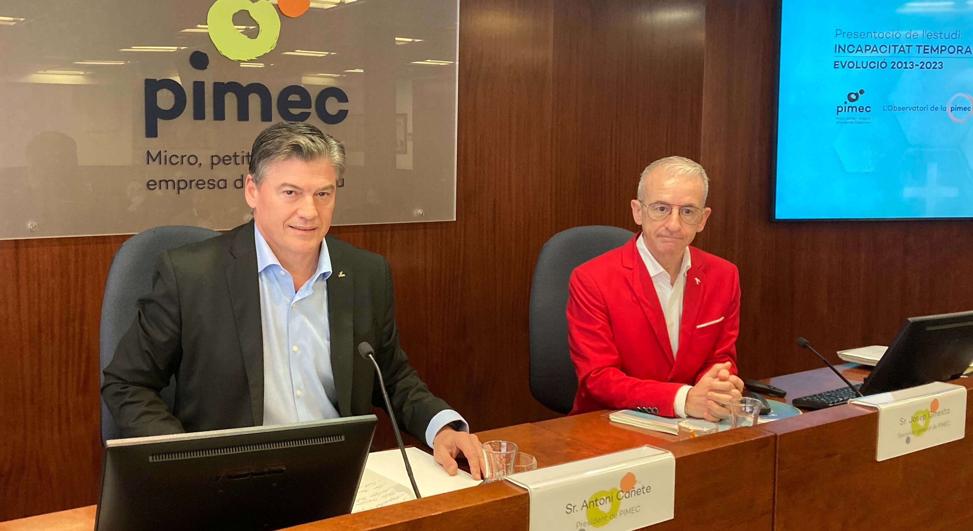 El presidente de Pimec, Antoni Cañete, y el secretario general, Josep Ginesta.