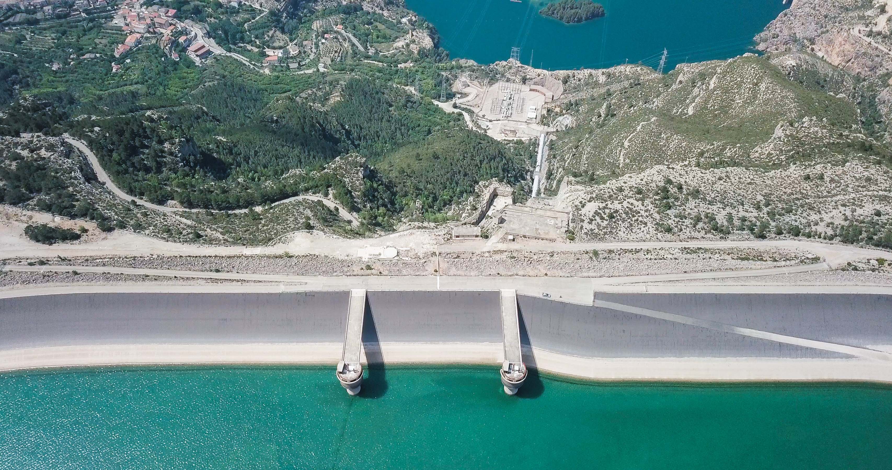 Vista aérea desde el depósito superior de la central de bombeo Cortes-La Muela. / Iberdrola
