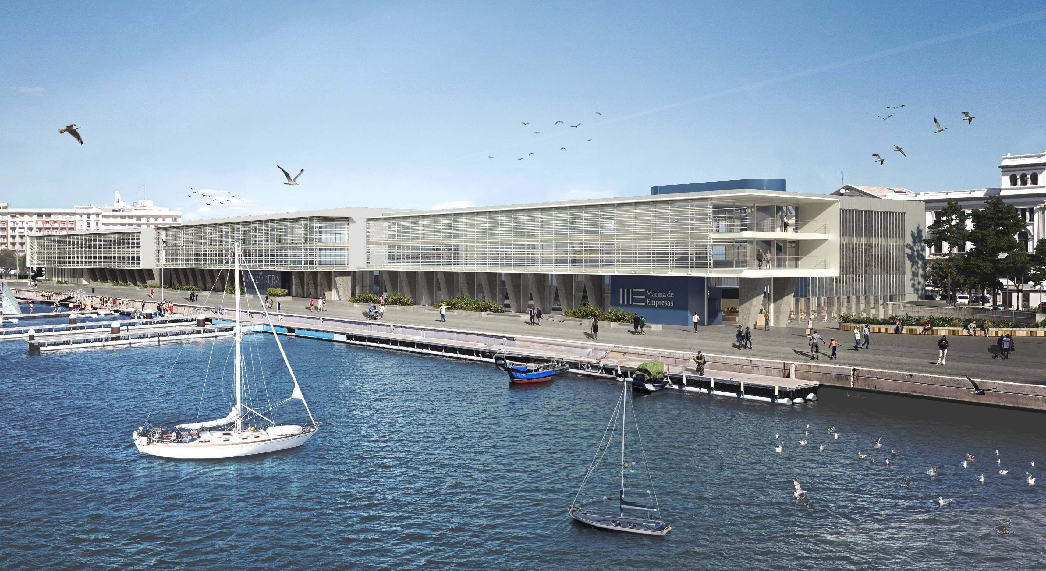 Futuro aspecto de los edificio actuales y el nuevo que levantará Marina de Empresas.