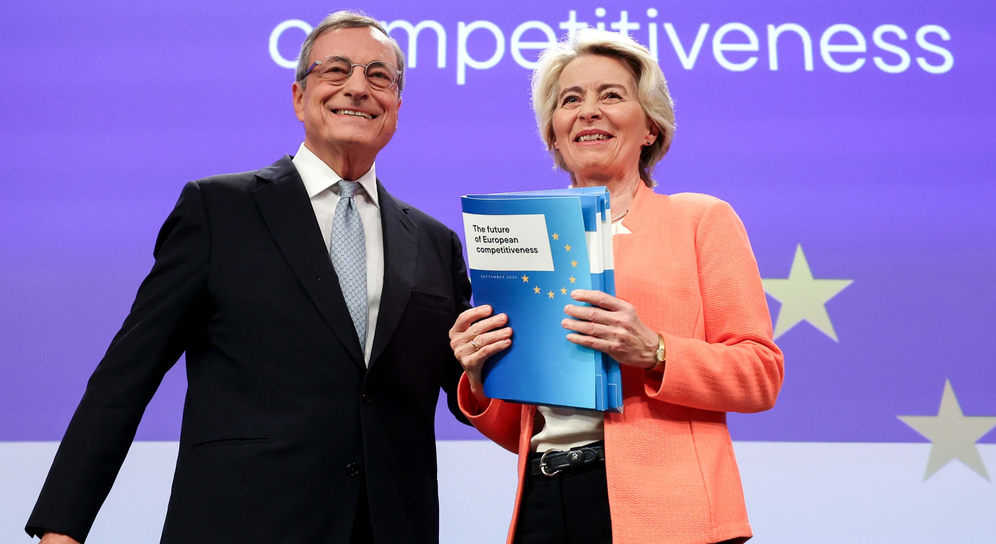 El exprimer ministro italiano, Mario Draghi y la presidenta de la Comisión Europea, Ursula von der Leyen.