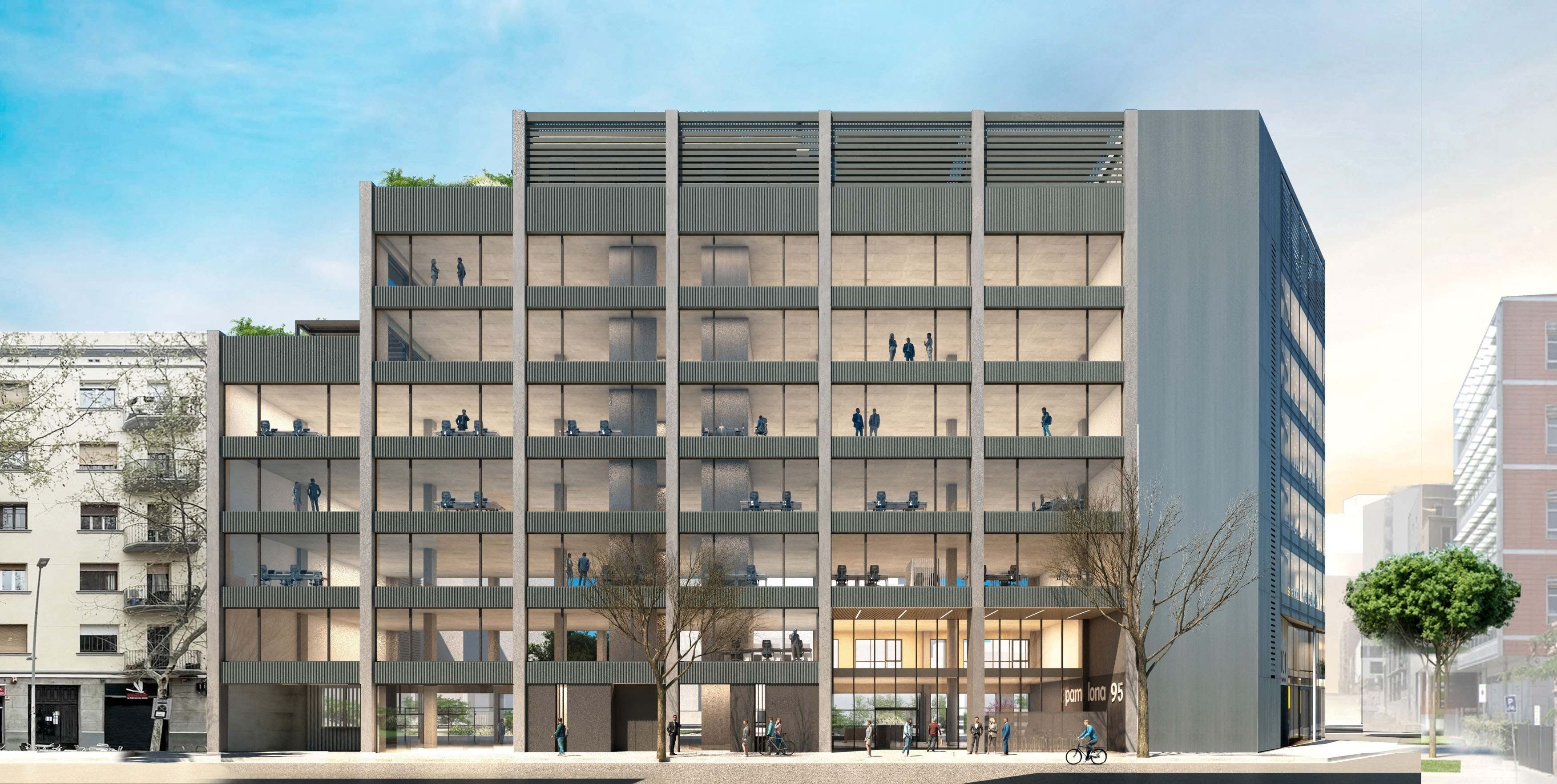 Render del edificio que Conren Tramway prevé construir en el 95 de la calle Pamplona de Barcelona. EP