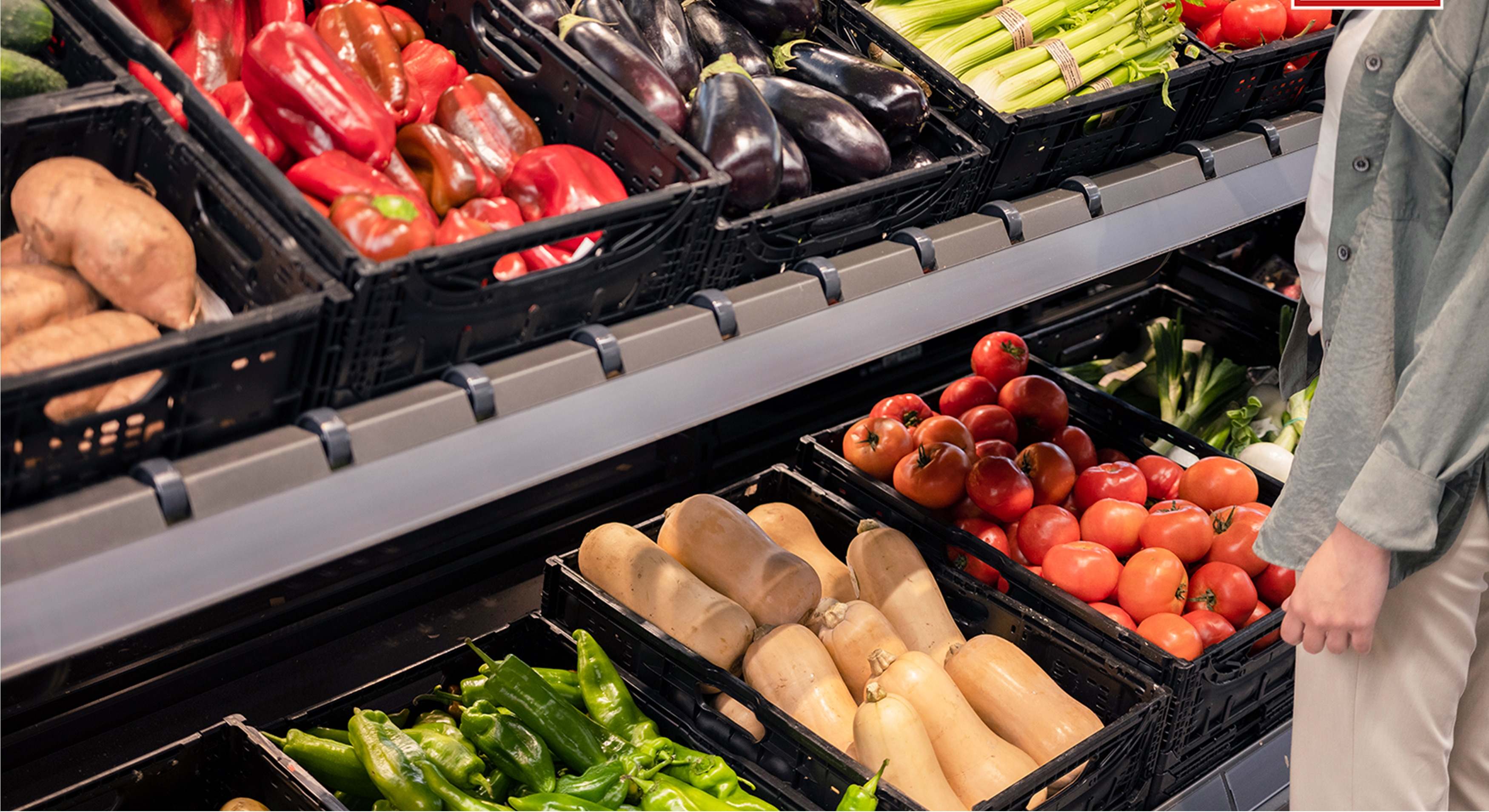 Sección de frutas y verduras de Aldi.