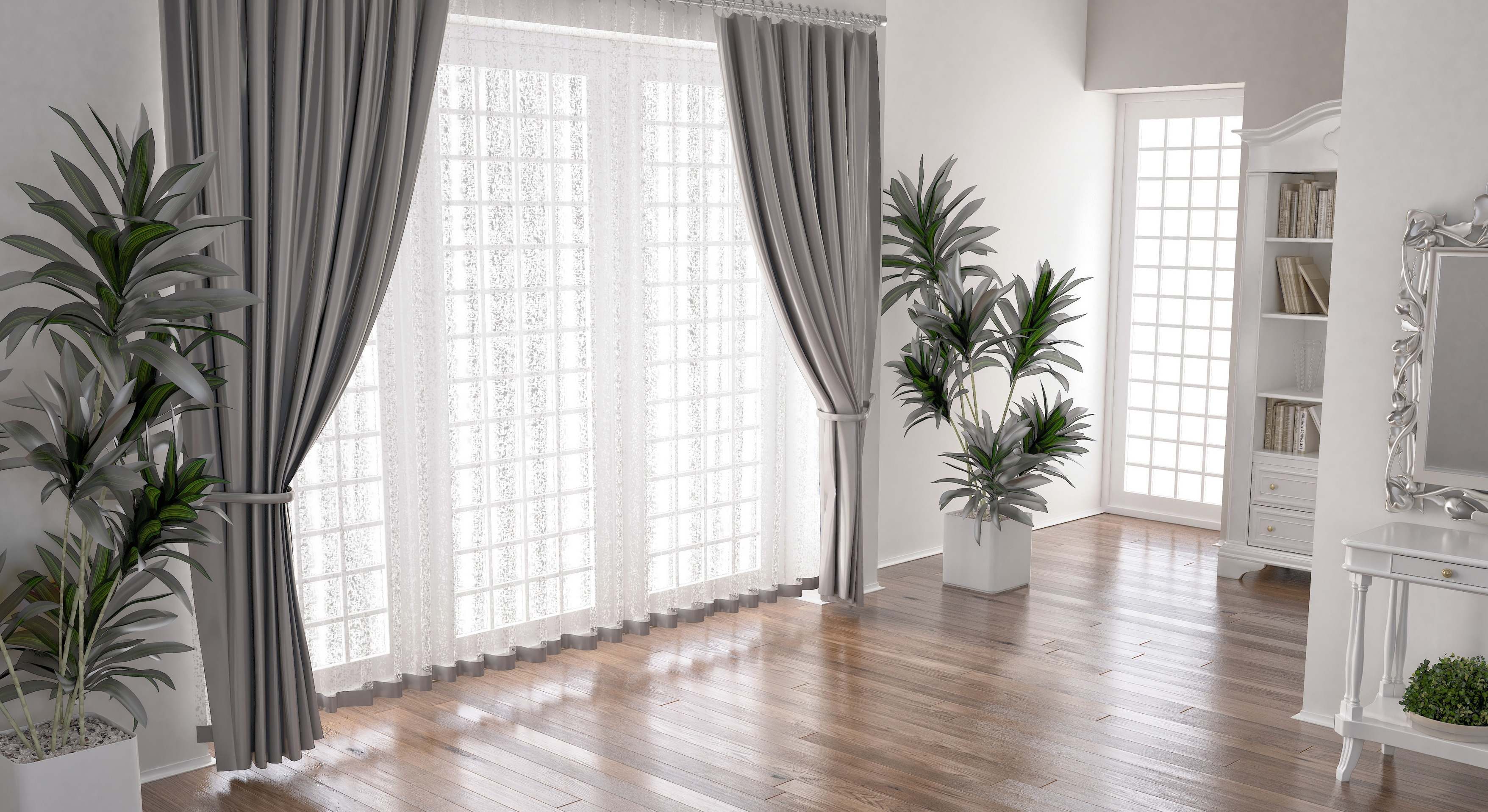 Cortinas instaladas en el ventanal del salón de casa. / Foto: iStock