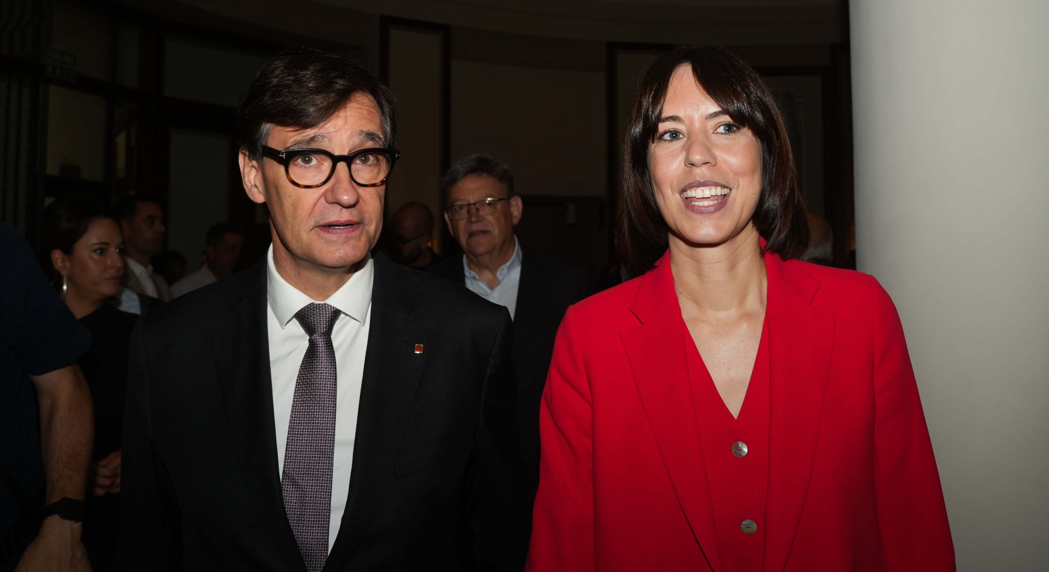 El presidente catalán con la ministra Diana Morant.