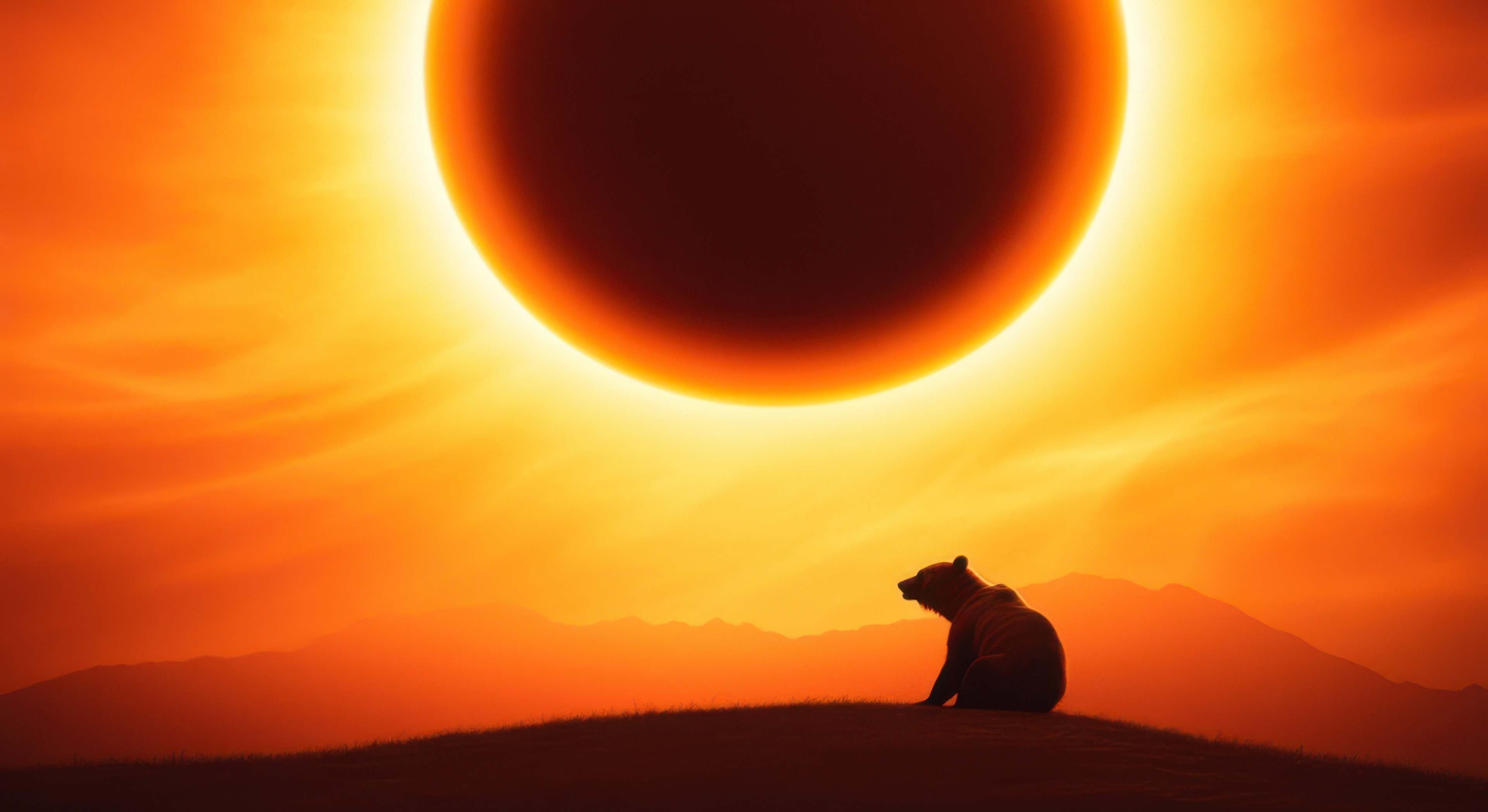 Un oso debajo de un eclipse