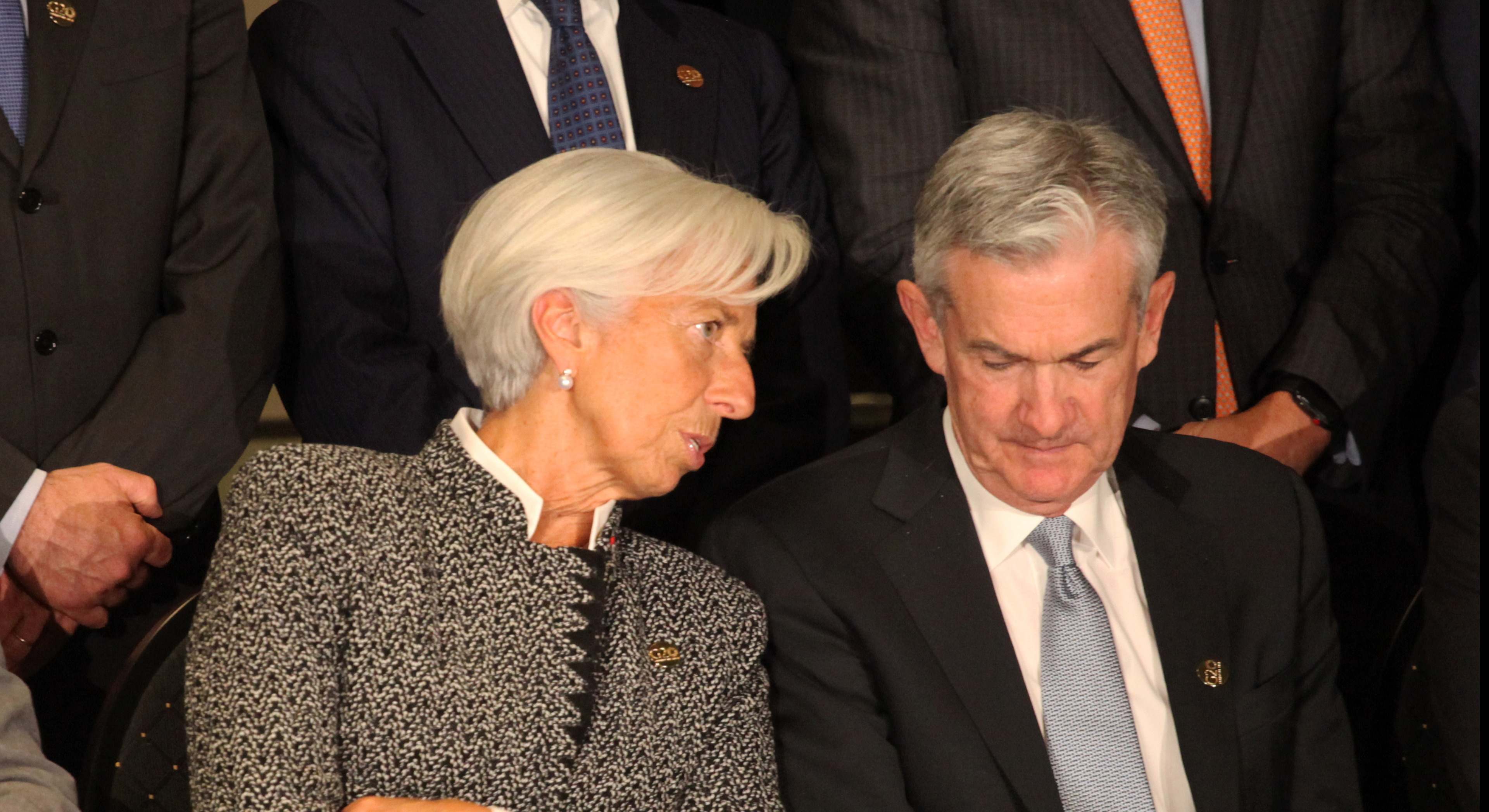 Christine Lagarde, presidenta del BCE, y Jerome Powell, presidente de la Fed