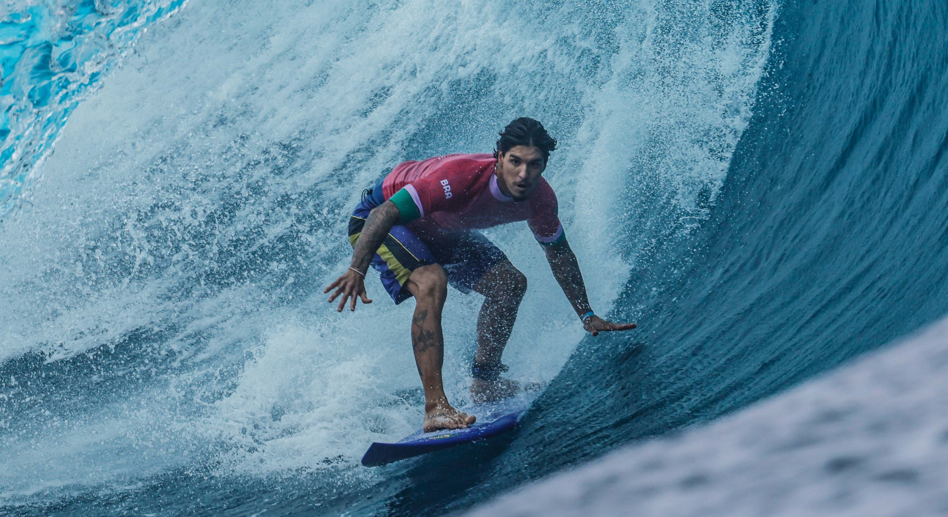 El brasileño Gabriel Medina en la prueba de surf.