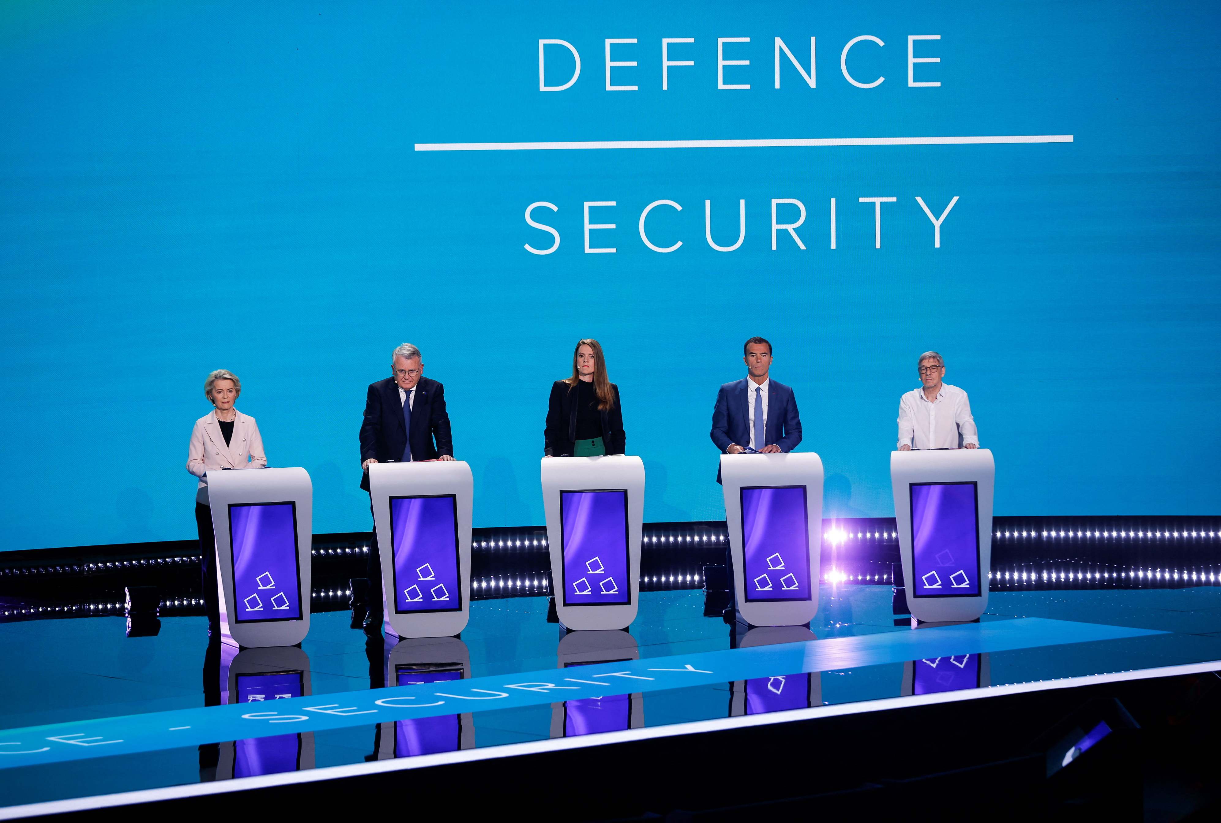 Los candidatos Ursula von der Leyen, Nicolas Schmit, Terry Reintke, Sandro Gozi y Walter Baier.