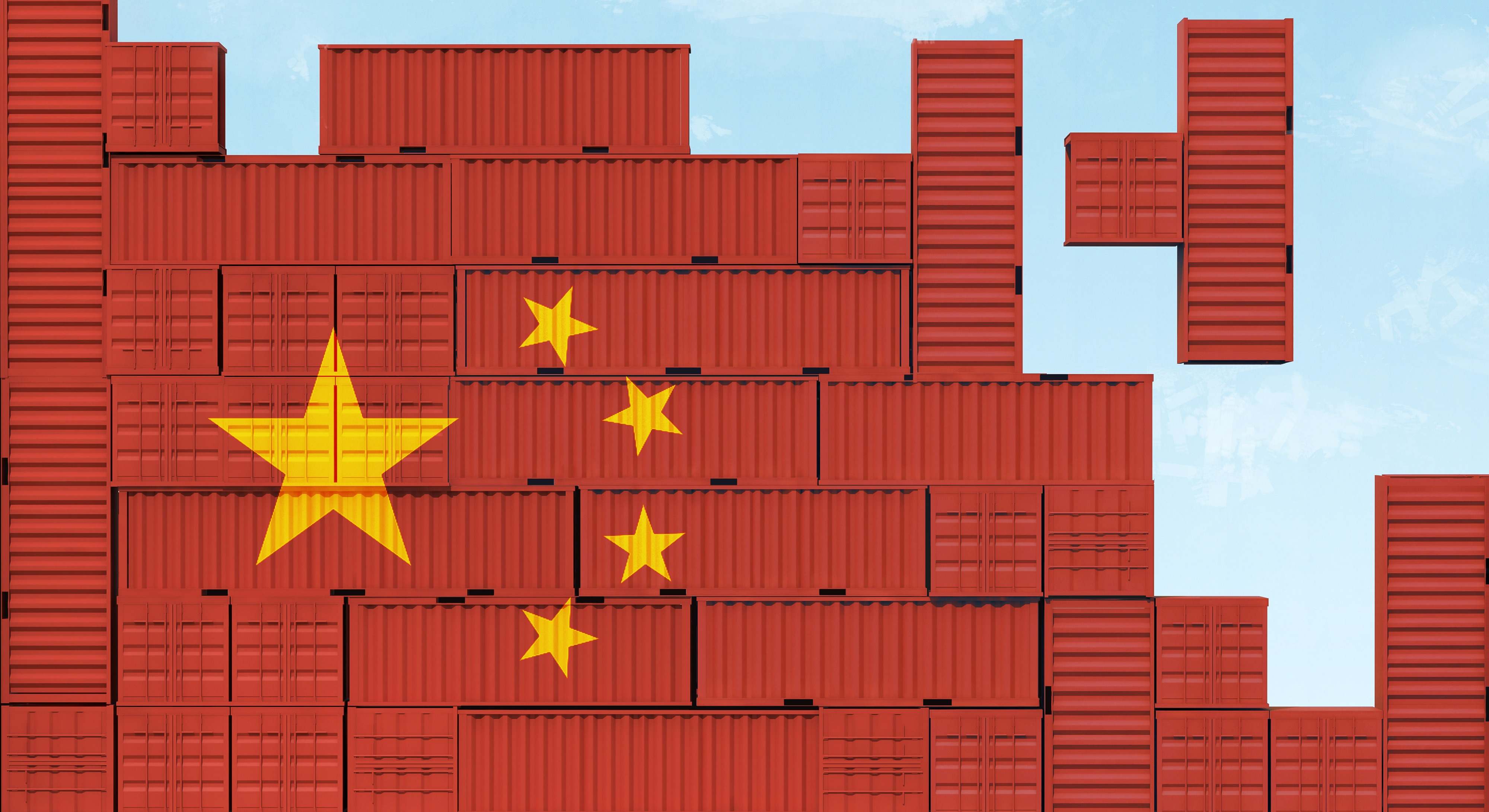 PIezas de tetris formando la bandera de China