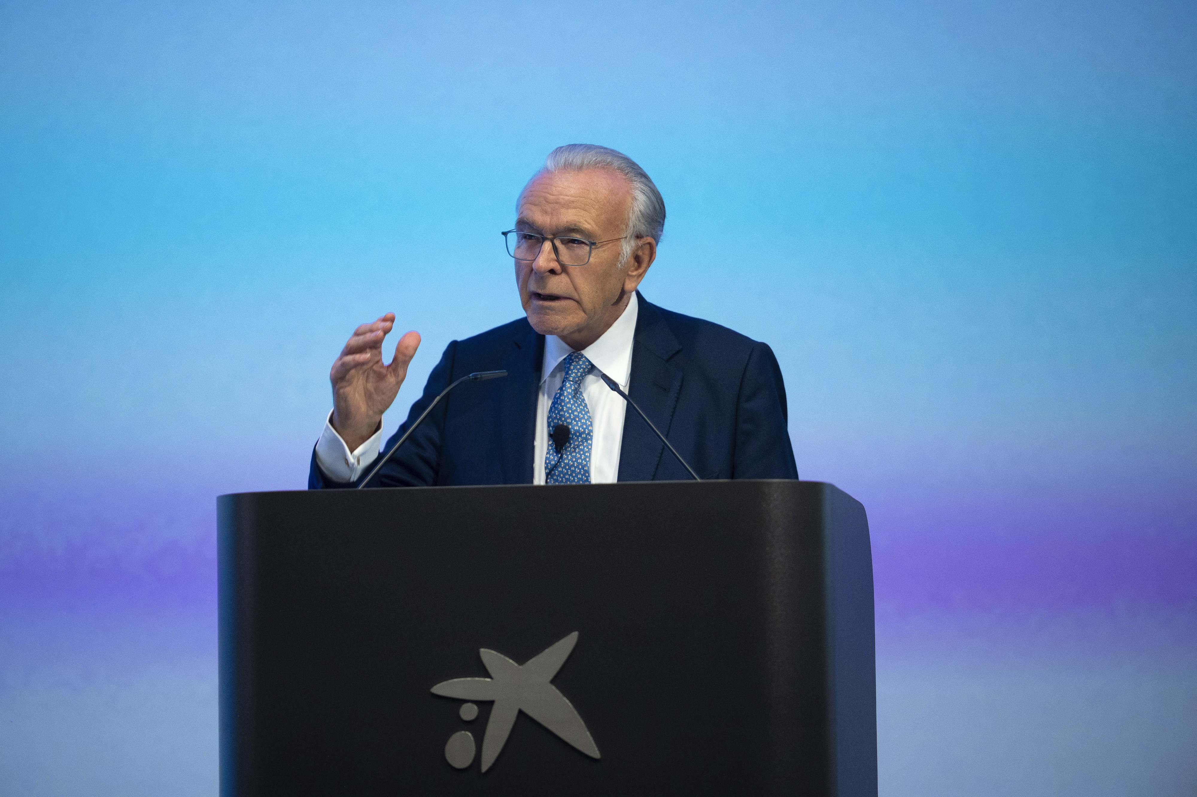Isidre Fainé, presidente de Criteria y la Fundació La Caixa, durante la presentación del plan a los empleados. Fundació La Caixa