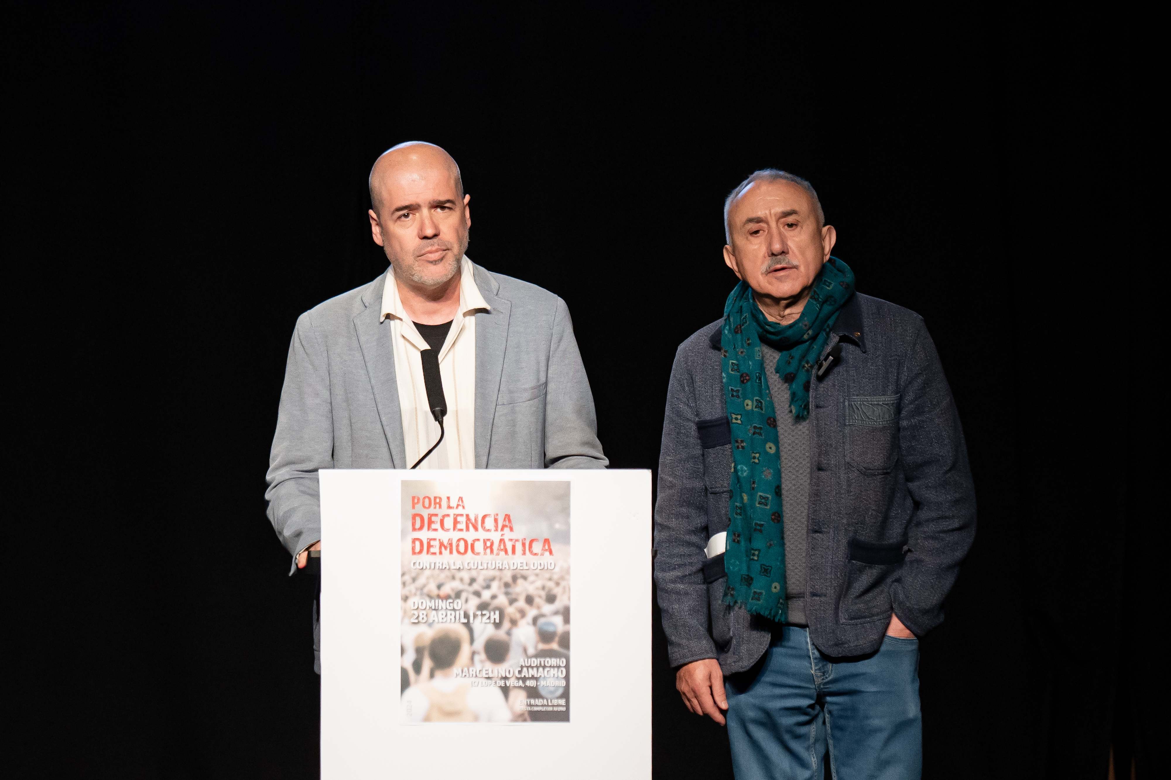 Unai Sordo y Pepe Álvarez, secretarios generales de UGT y CCOO.