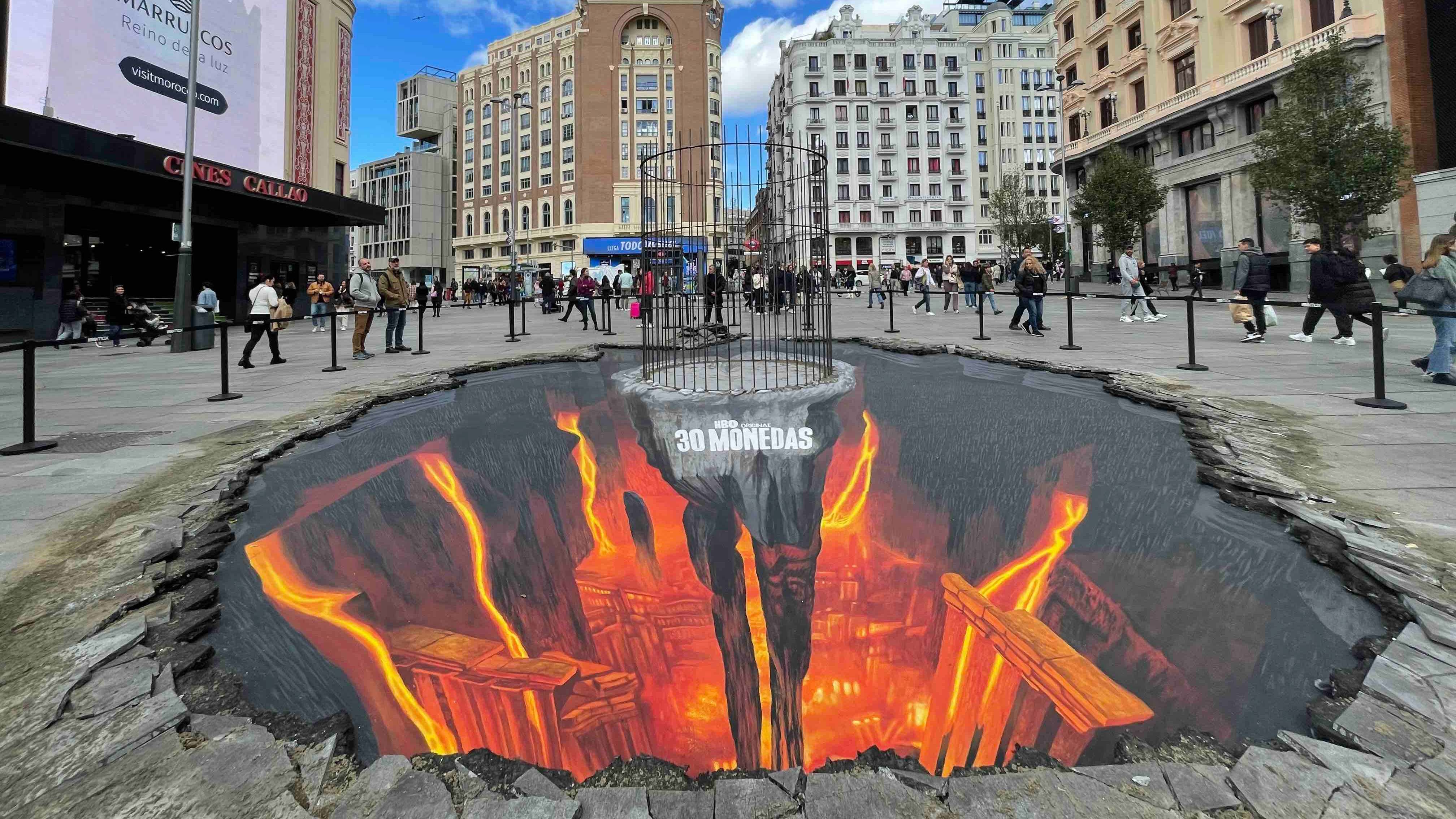 El reconocido artista callejero Edgar Müller recrea una impresionante ilusión óptica tridimensional en la que es su primera obra en España.