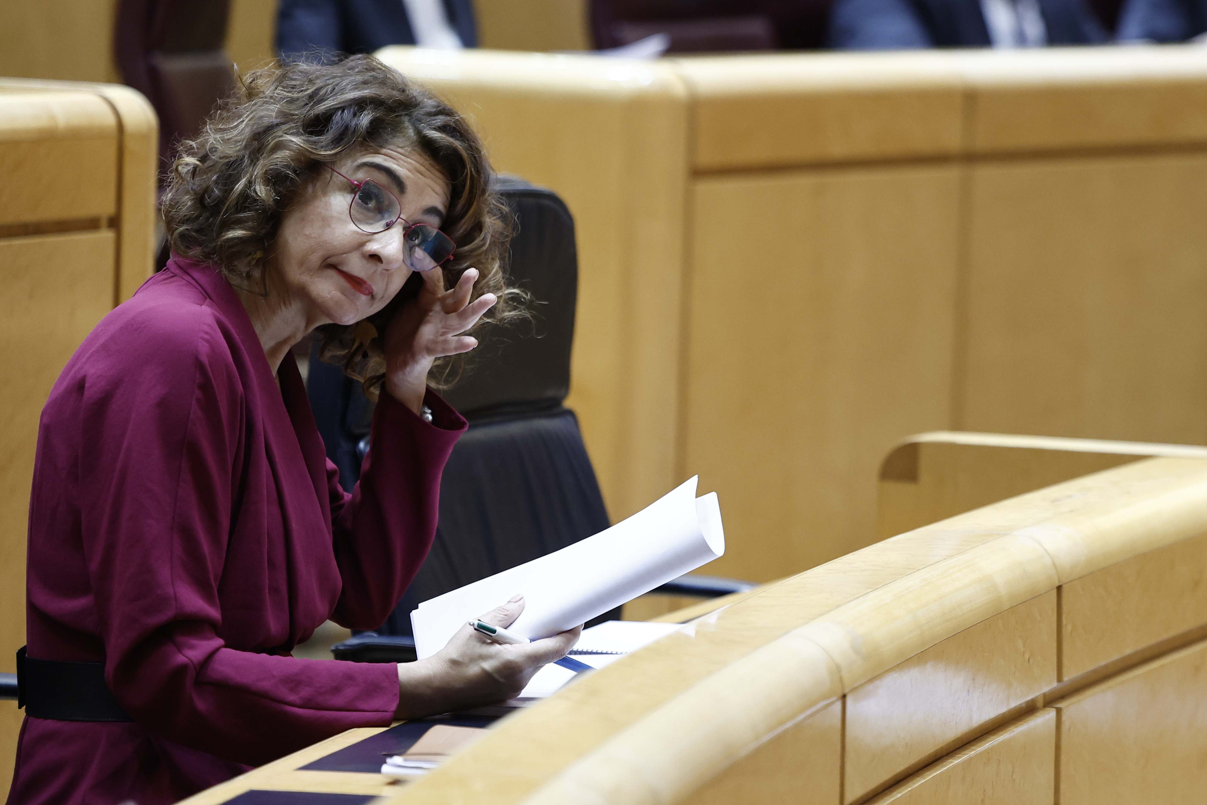 La vicepresidenta primera, María Jesús Montero, ayer en el Senado
