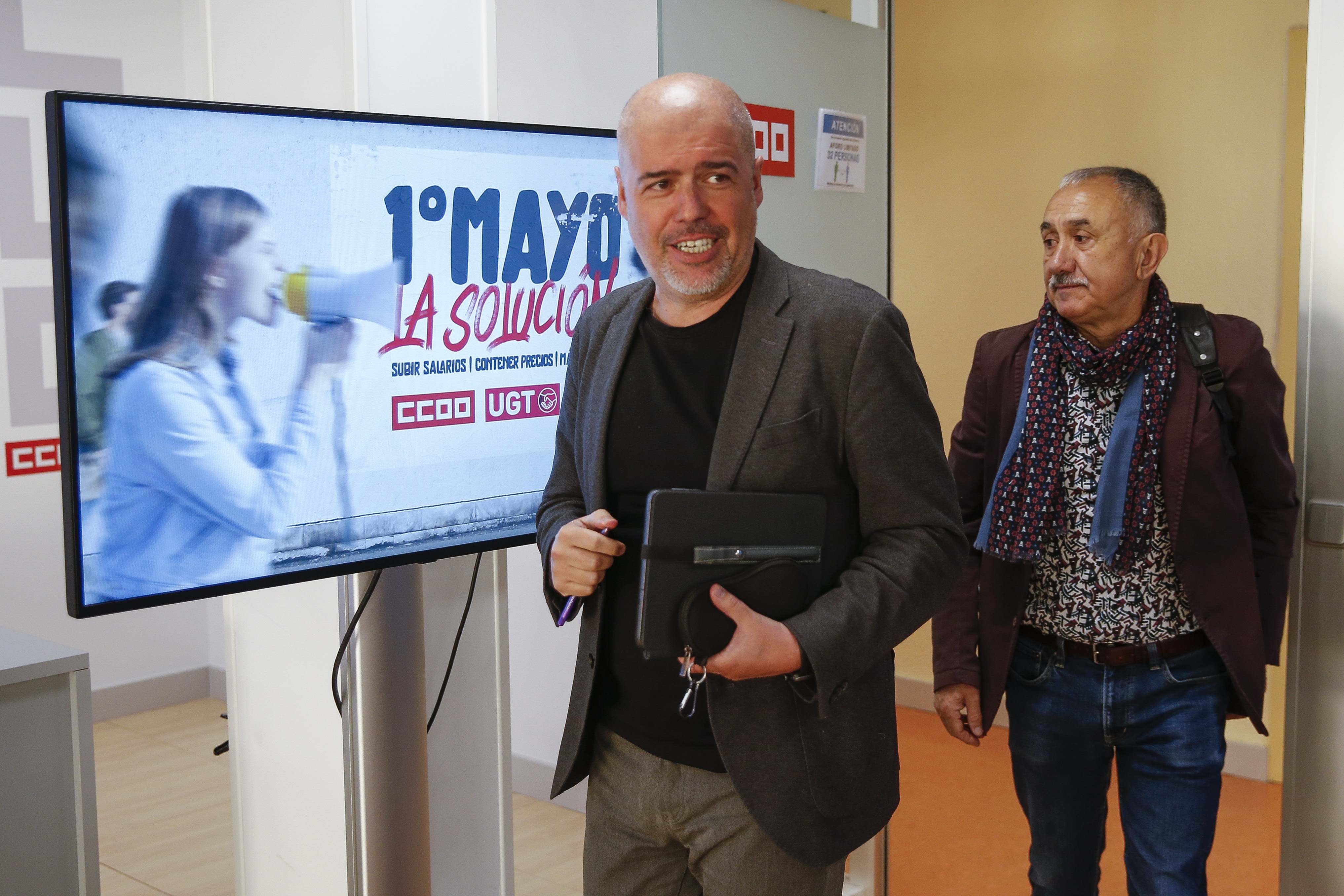 Unai Sordo (CCOO) y Pepe Álvarez (UGT). EE