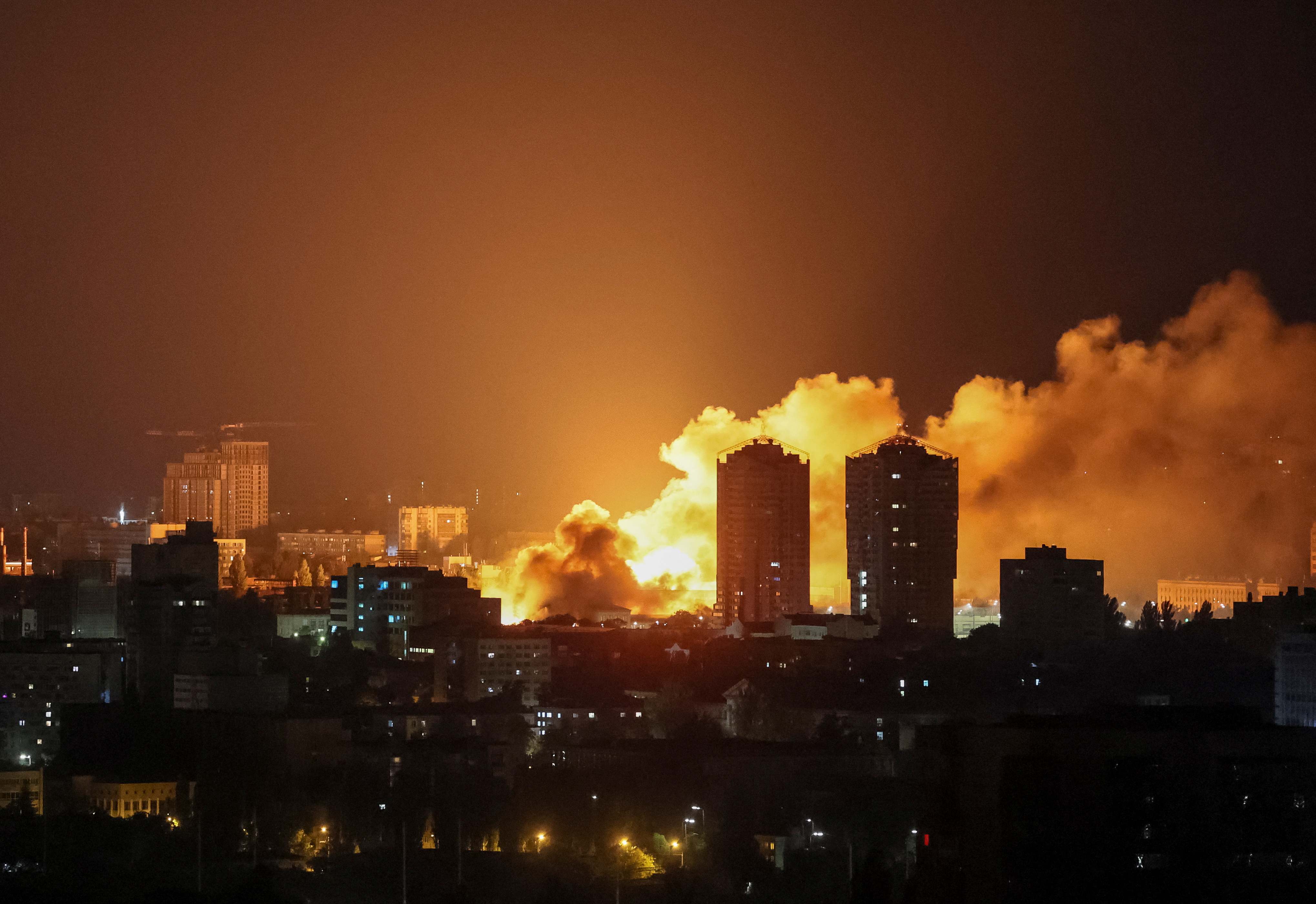 Kiev, Ucrania, tras un ataque con drones rusos