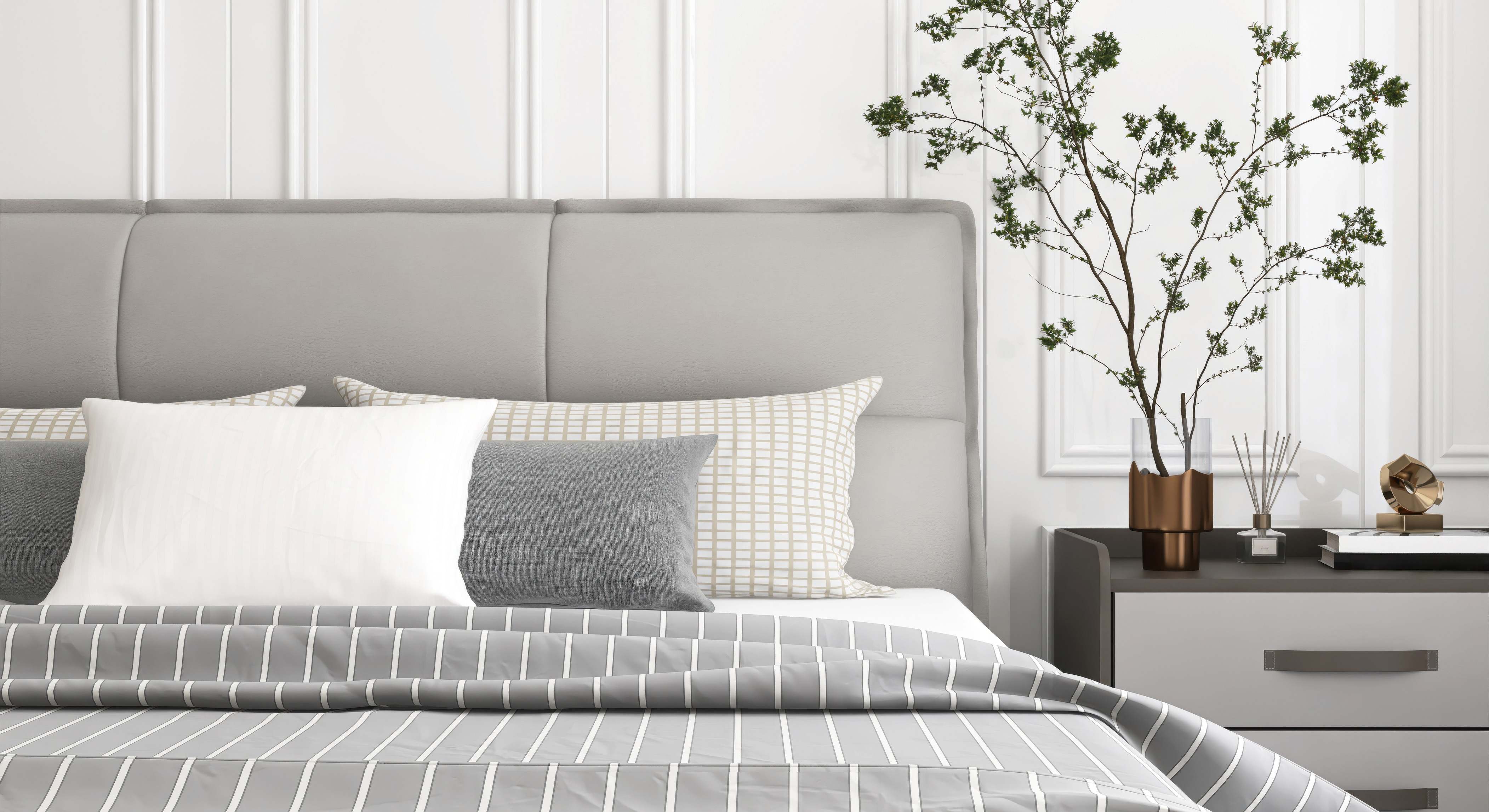 Una cama con cabecero en el dormitorio de casa. / Foto: iStock