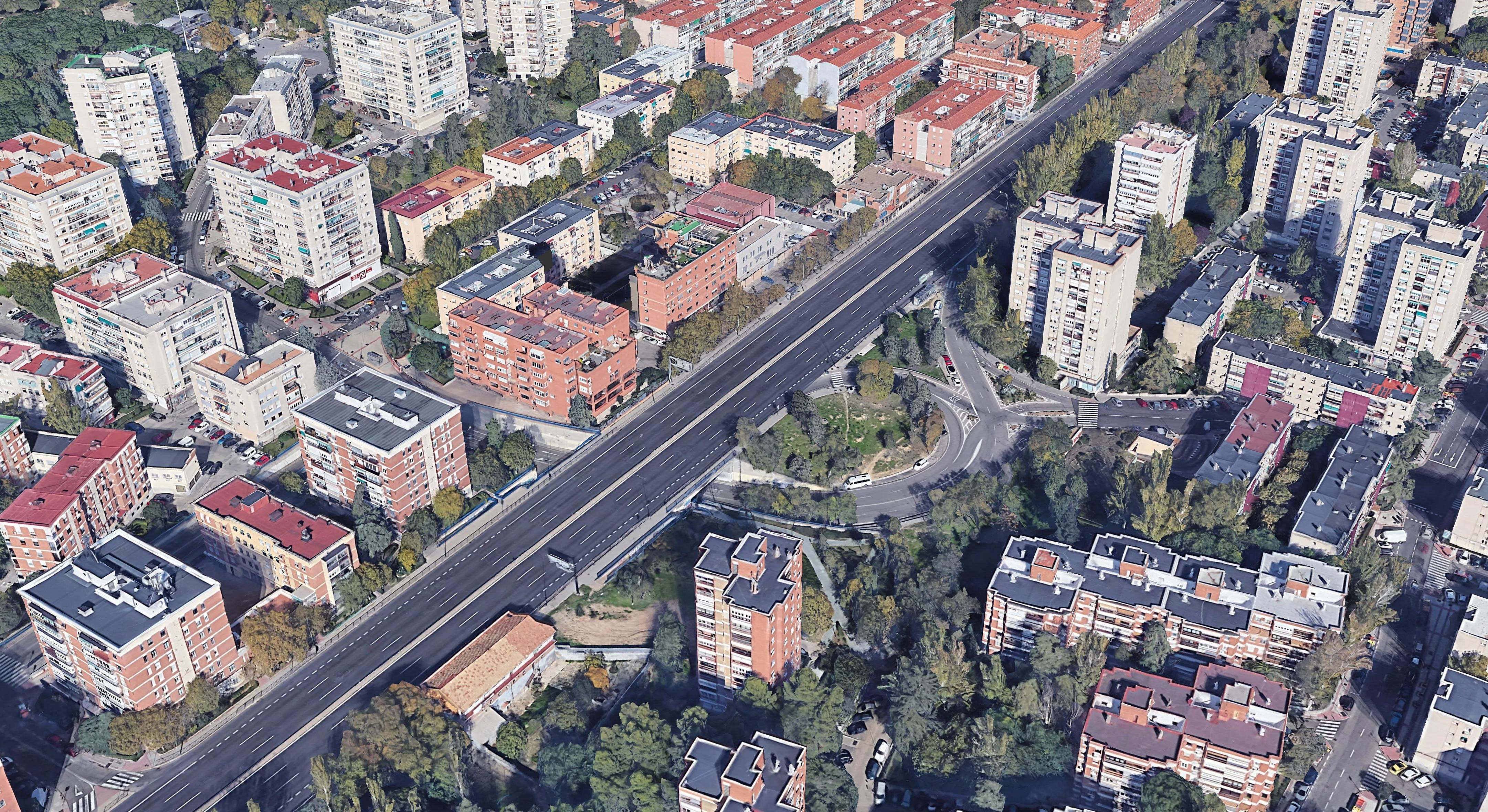 Vista aérea actual del tramo de la A-5 que se soterrará.