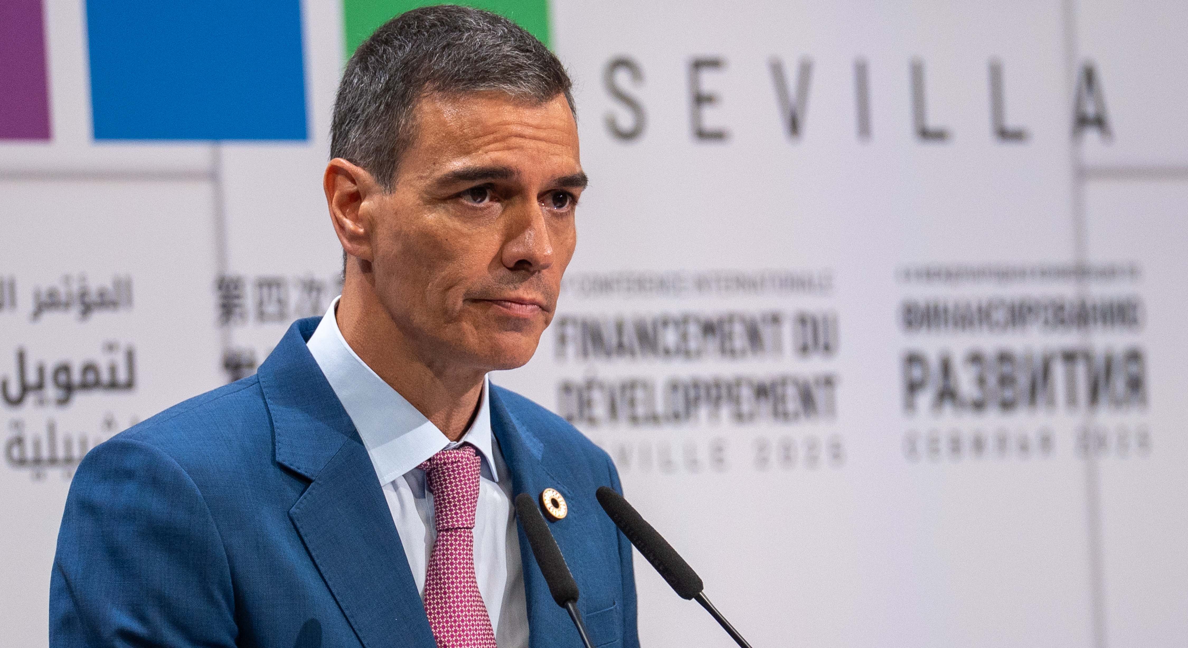 El presidente del Gobierno compareciendo en la cumbre de la ONU en Sevilla