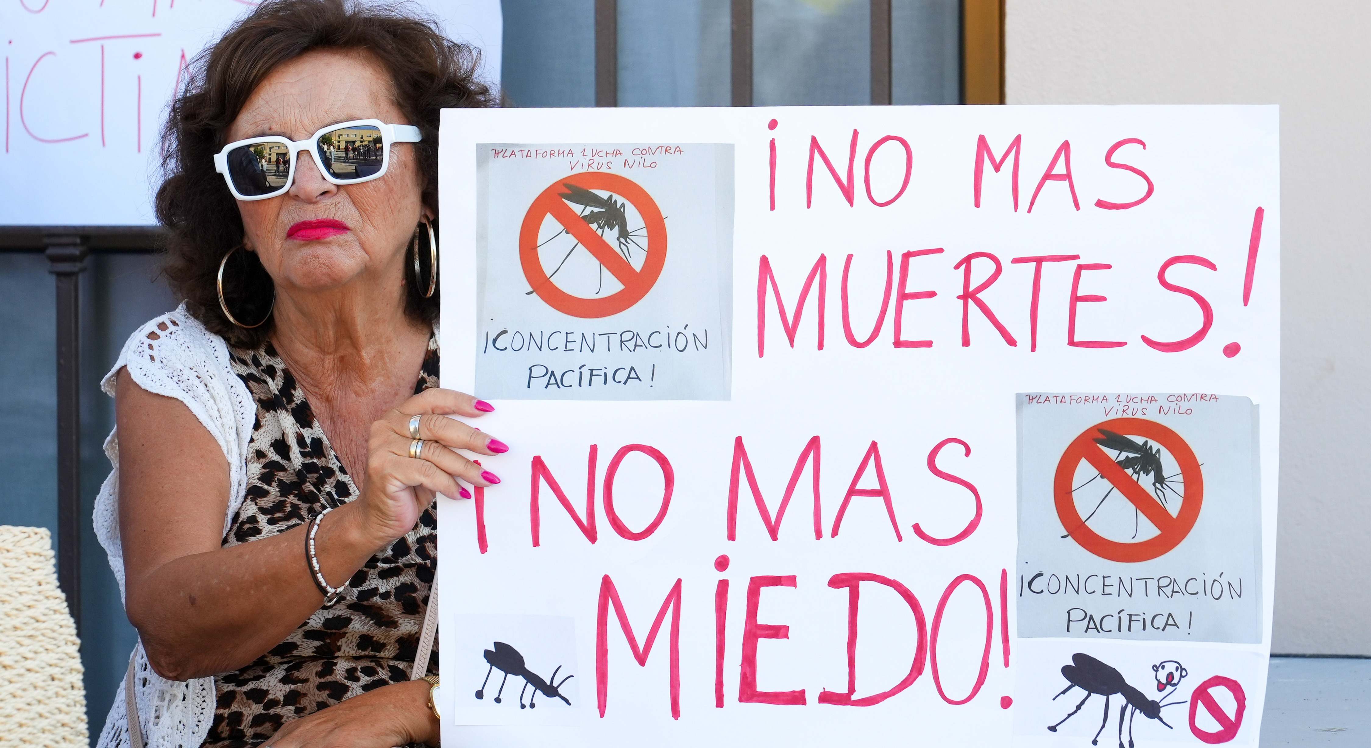 Pancarta contra el virus del Nilo.