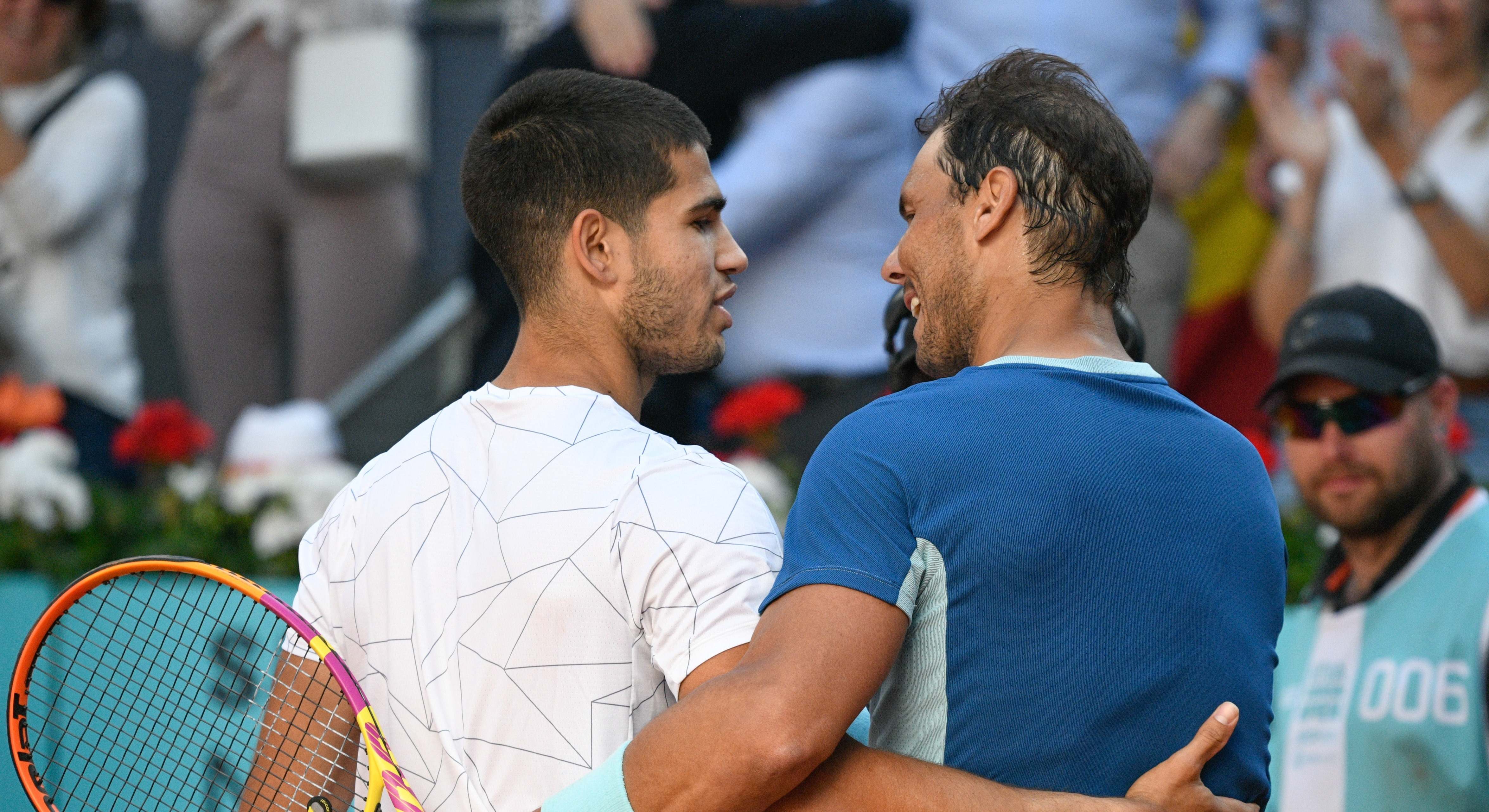 Partido de Carlos Alcaraz contra Rafa Nadal en el Mutua Madrid Open, a 06 de mayo de 2022, en Madrid (España).