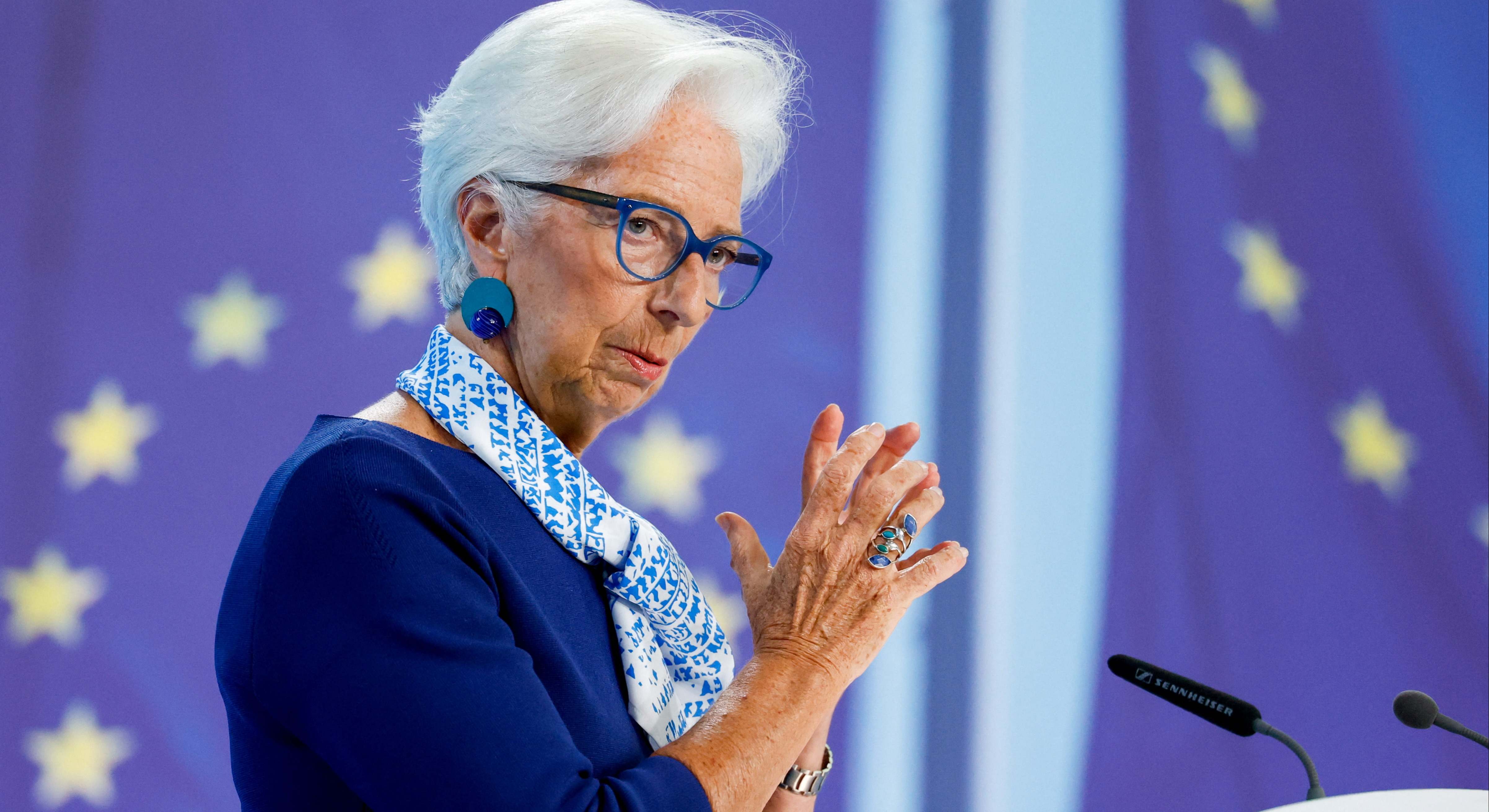 Christine Lagarde durante la reunión de julio. (Reuters)