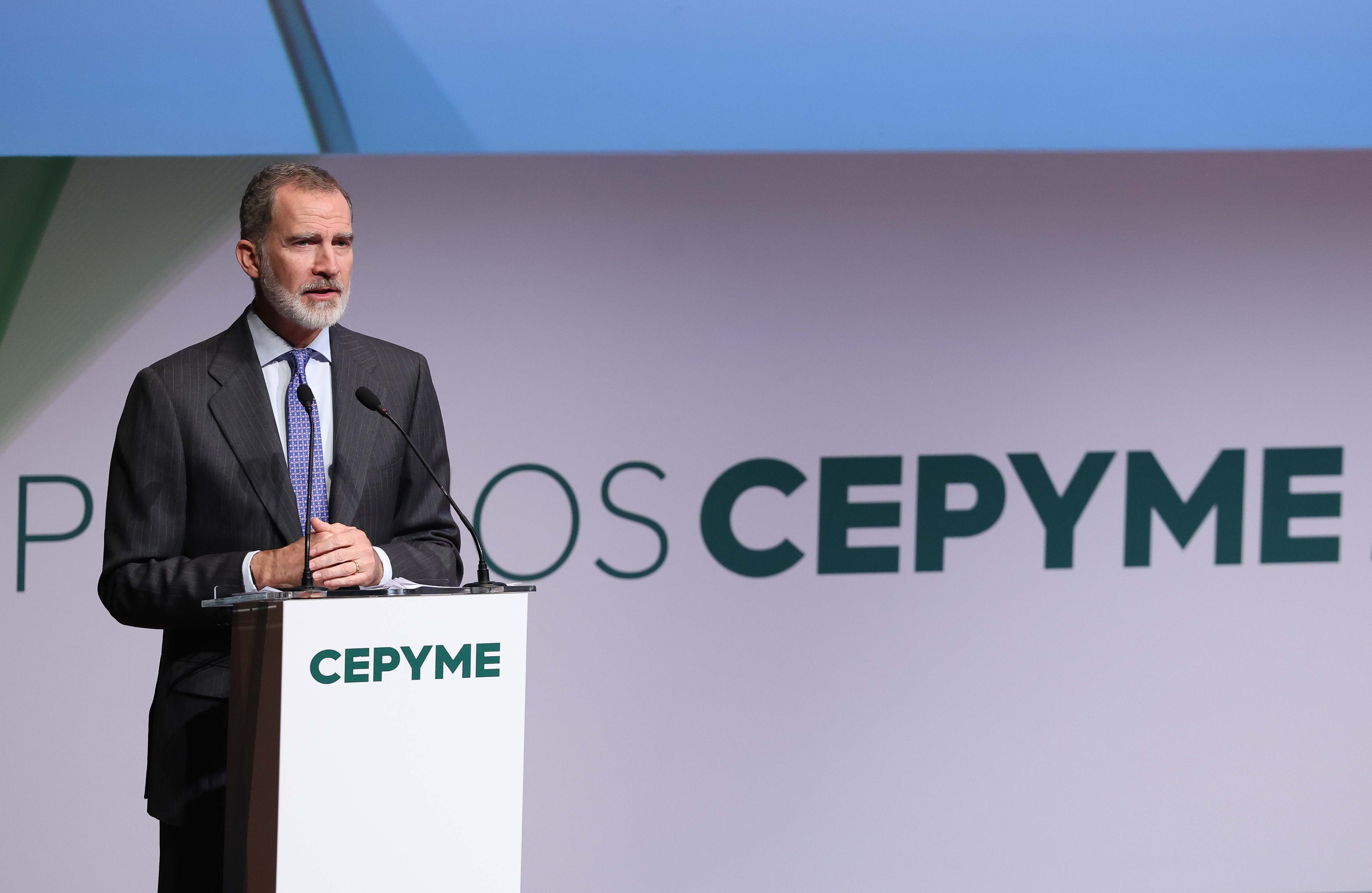 El rey Felipe VI durante la celebración de la entrega de los Premios Cepyme. Europa Press