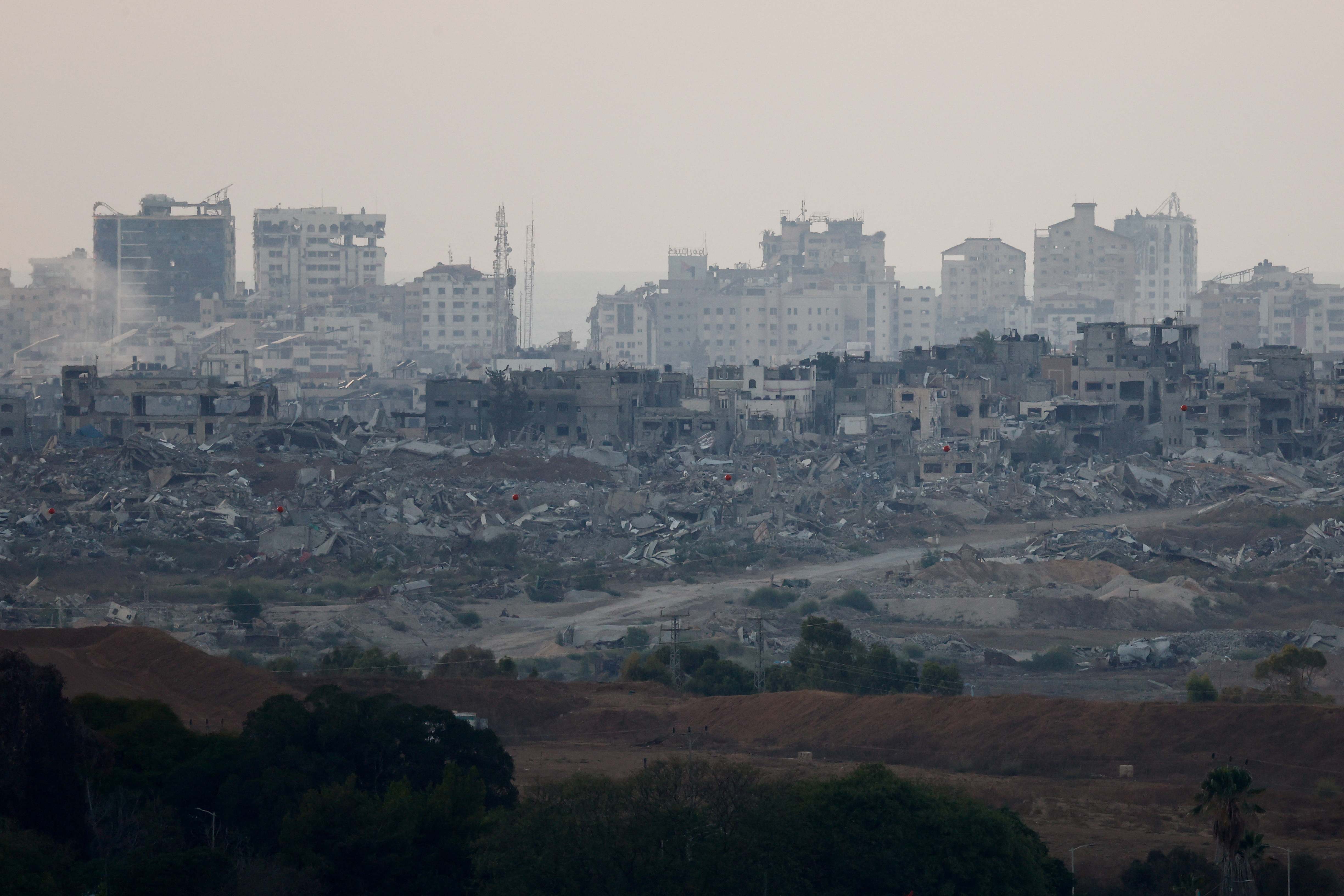 Casas destruidas en Gaza desde la frontera entre Israel y Gaza. EP