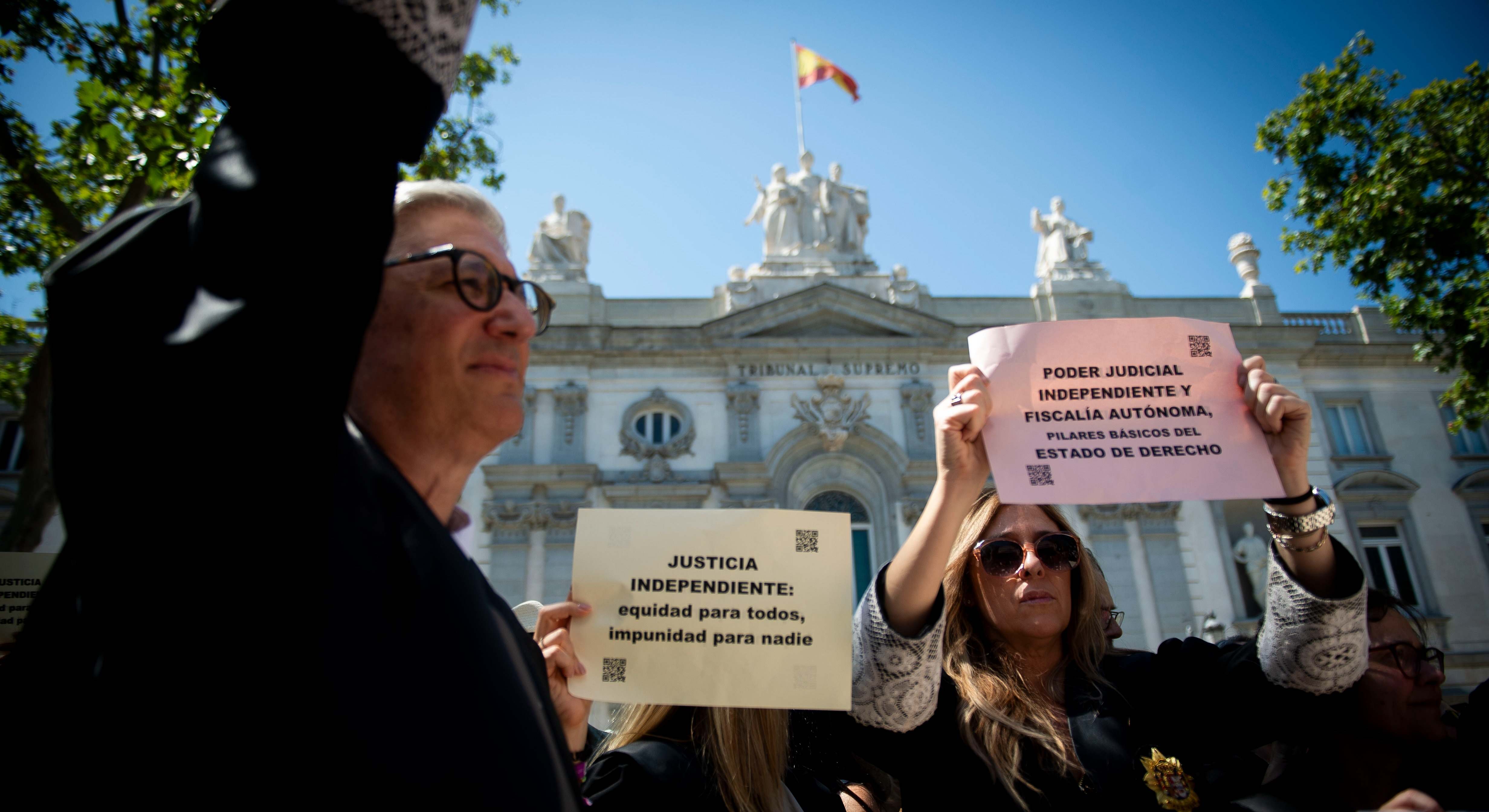 Protesta de jueces y fiscales del pasado sábado delante del Tribunal Supremo