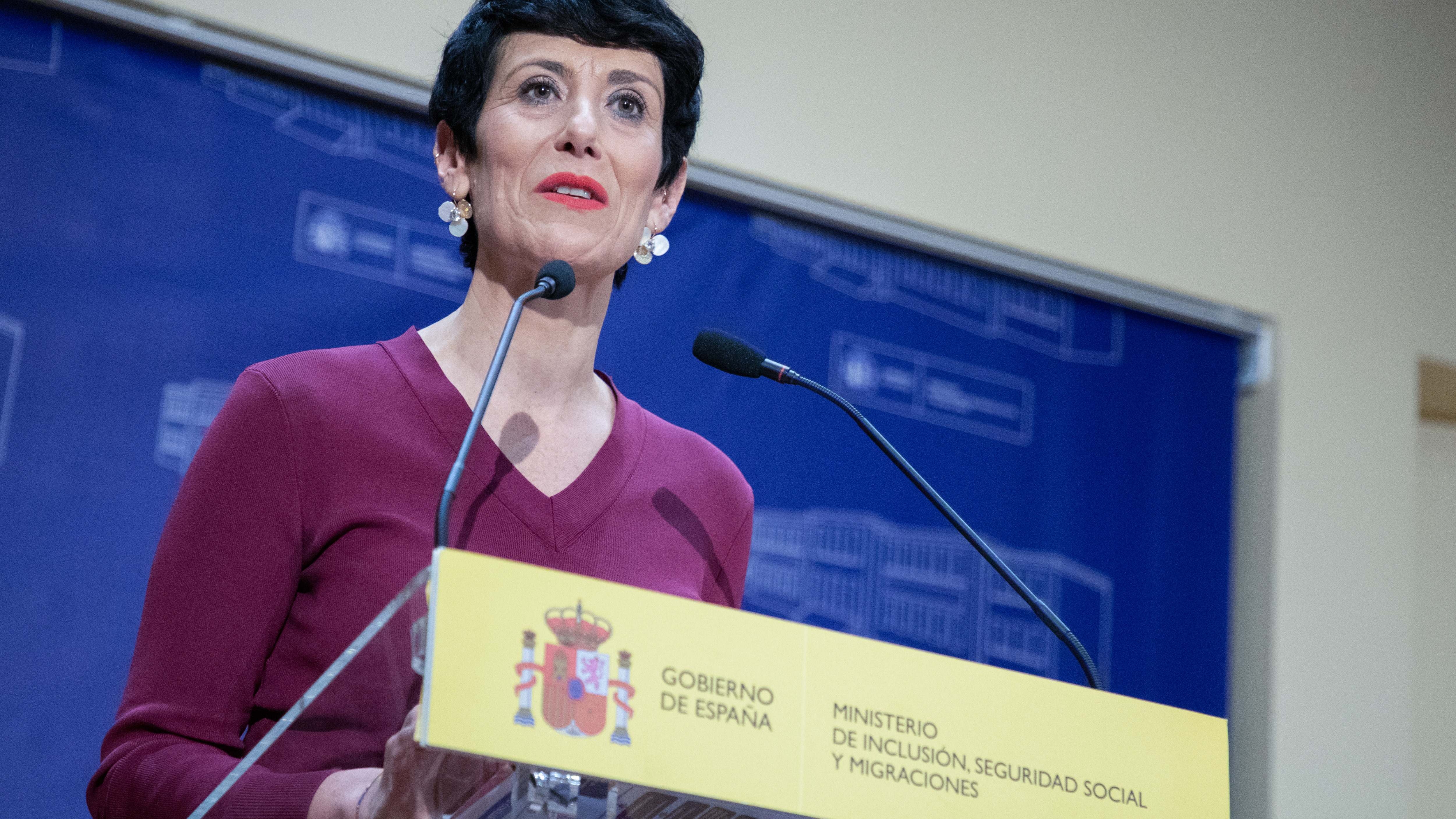 La ministra encargada de la Seguridad Social, Elma Saiz.