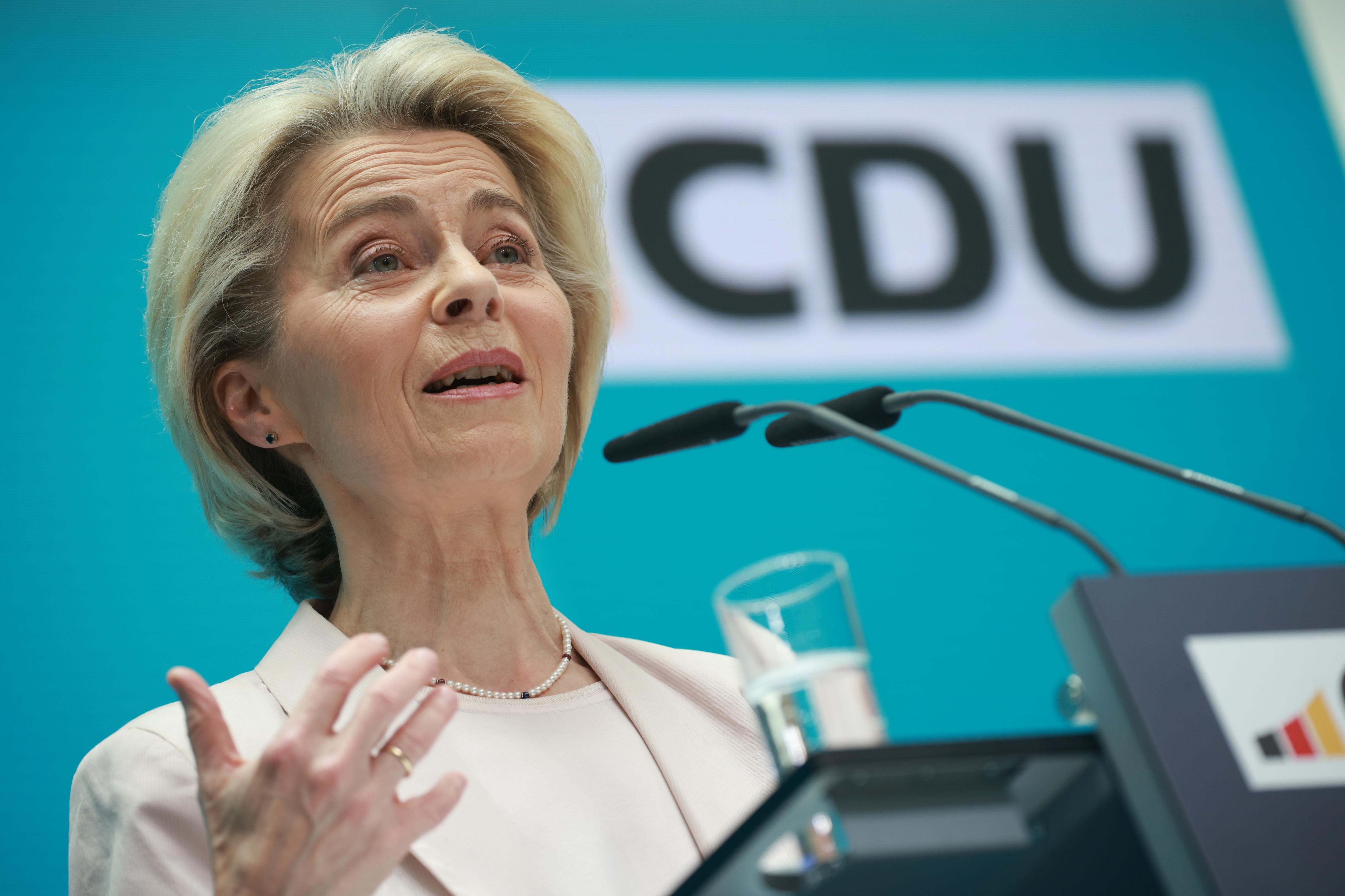 La presidenta de la Comisión Europea y candidata del PPE a los comicios europeos, Ursula von der Leyen