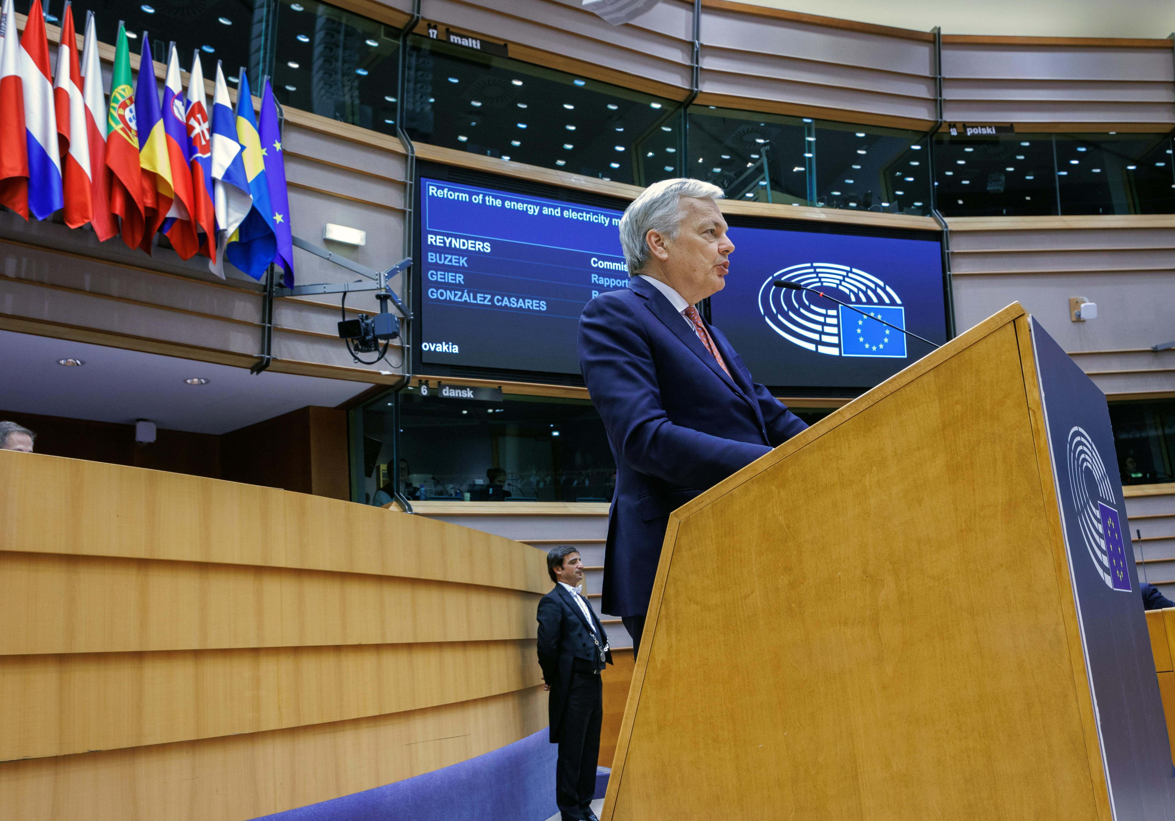 El comisario de Justicia, Didier Reynders, en el debate del Parlamento Europeo. / Foto: EFE