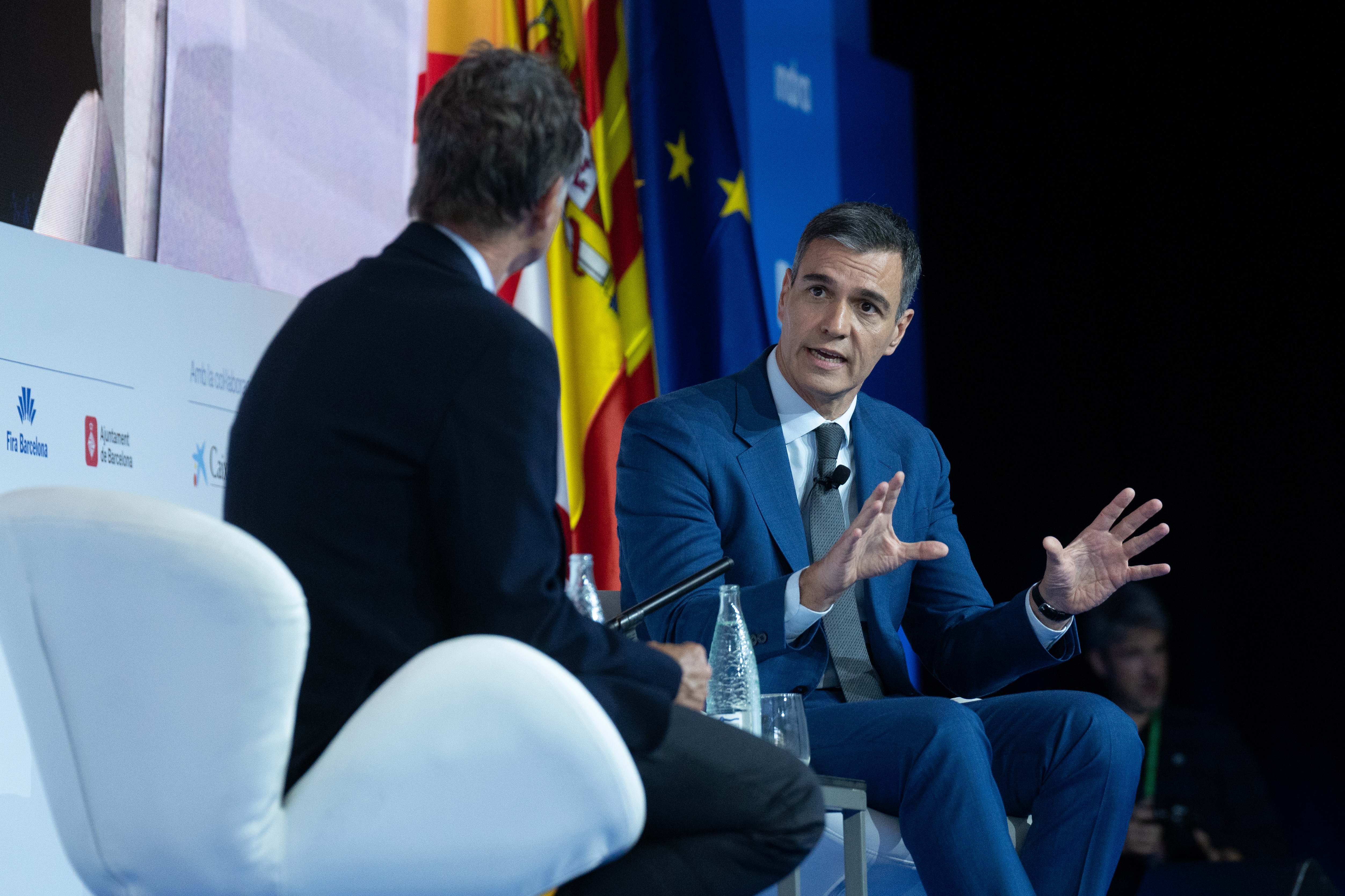 El presidente del Gobierno, Pedro Sánchez, en la reunión del Cercle d'Economia. EE