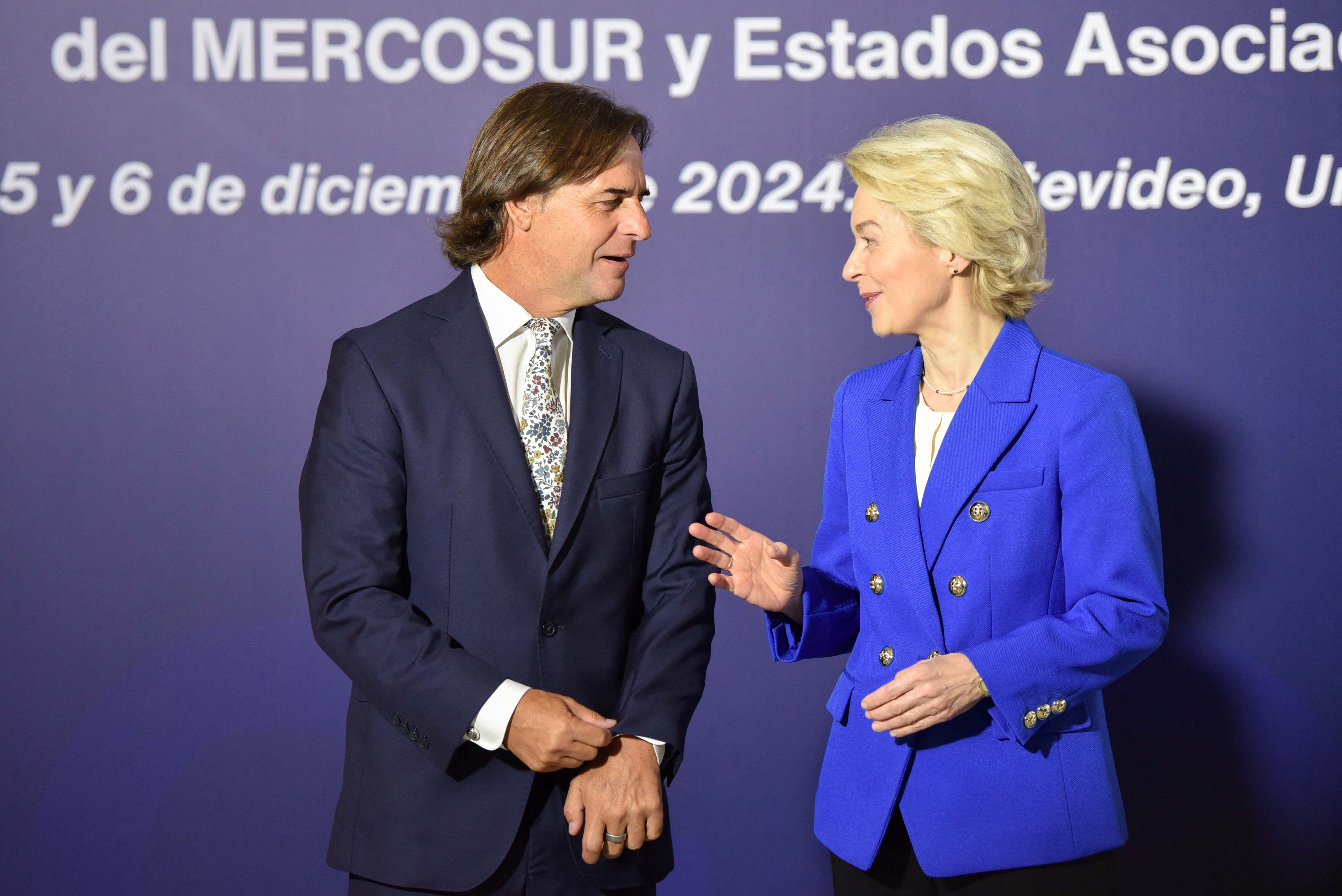 El presidente de Mercosur, Luis Lacalle Pou, y la presidenta de la Comisión Europea, Ursula Von der Leyen.