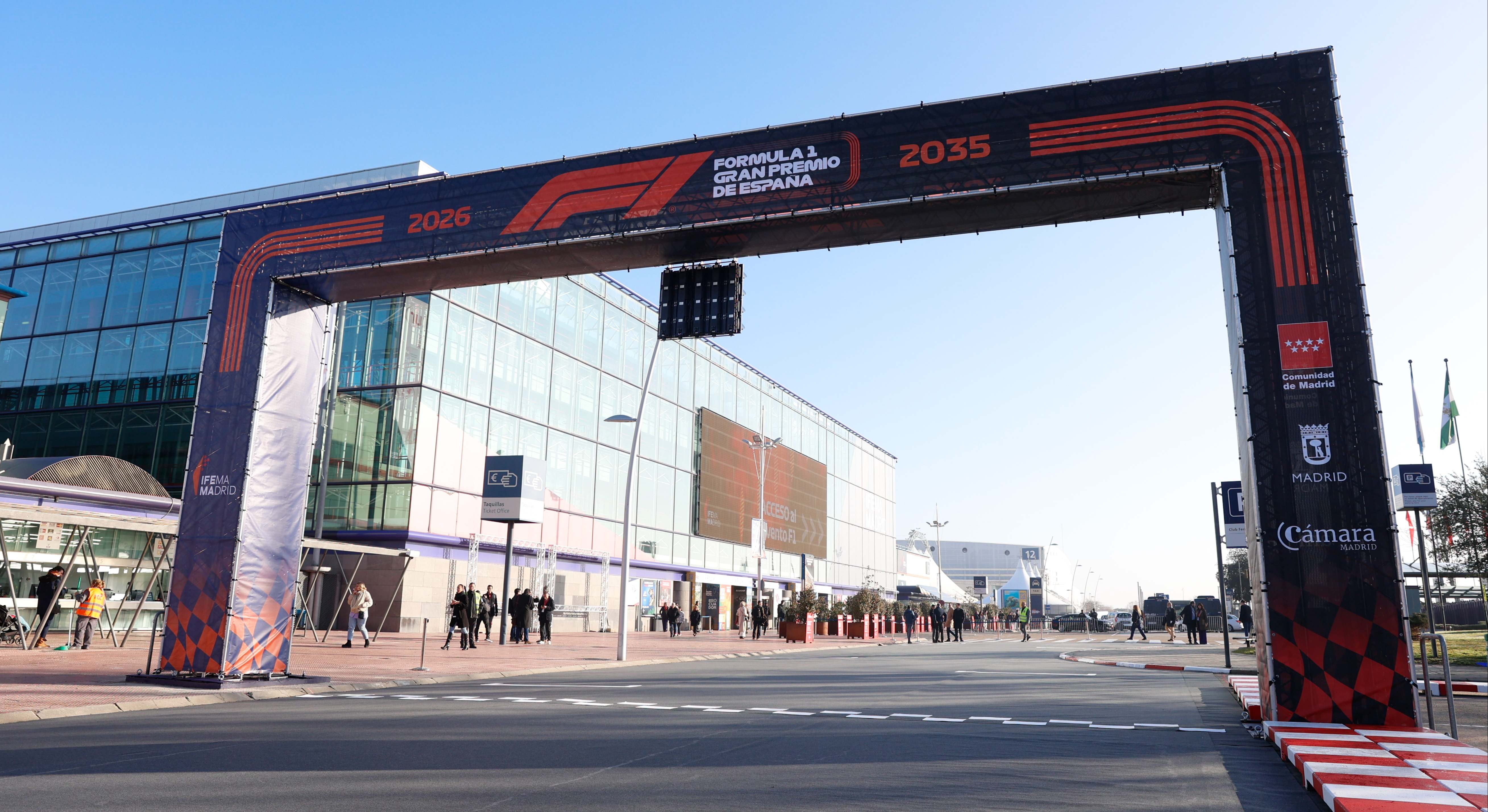 Arco de salida que tendrá el Gran Premio de España de Fórmula 1, en IFEMA Madrid