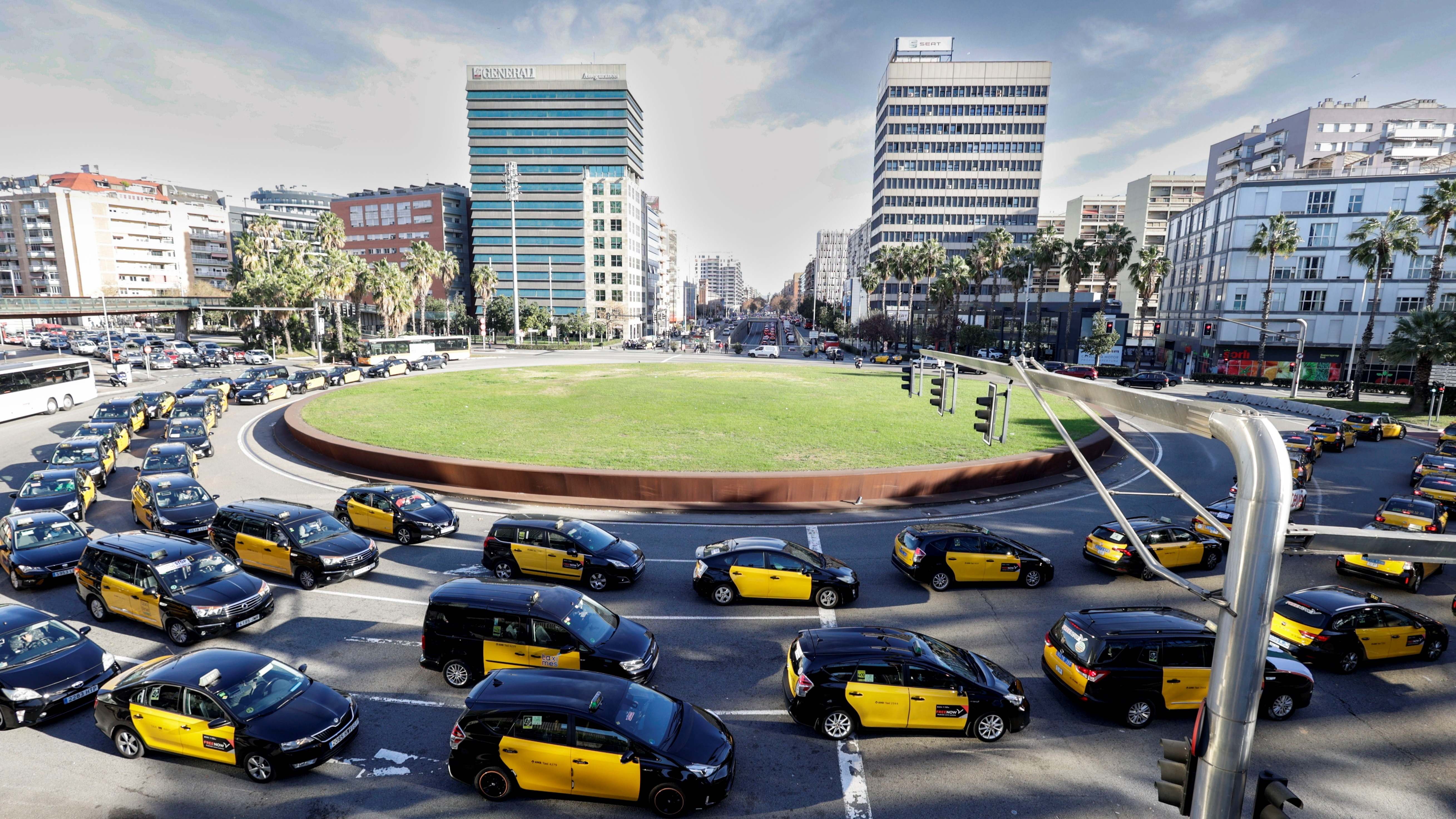 Movilización de los taxistas de Barcelona