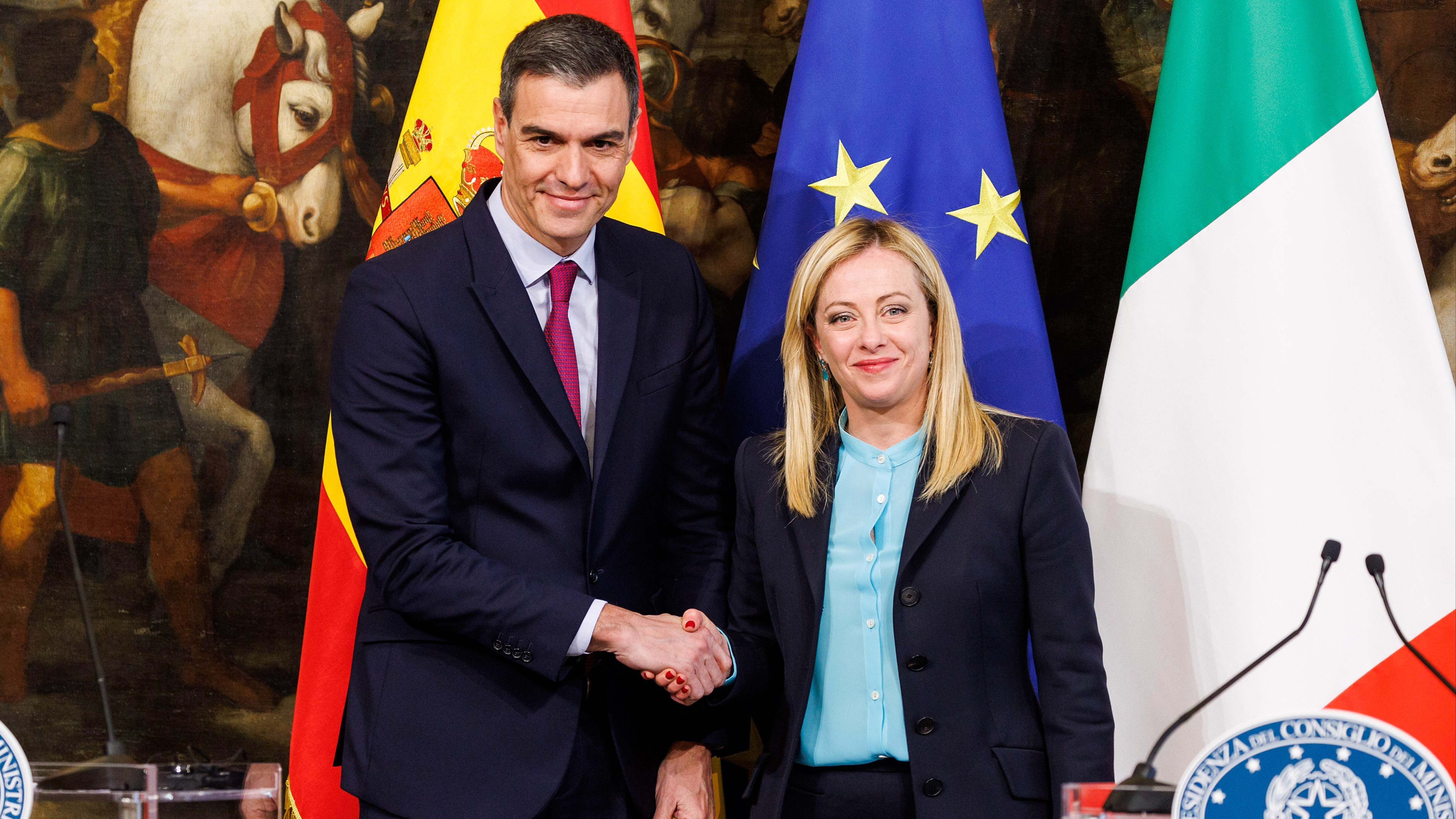 Pedro Sánchez y Giorgia Meloni
