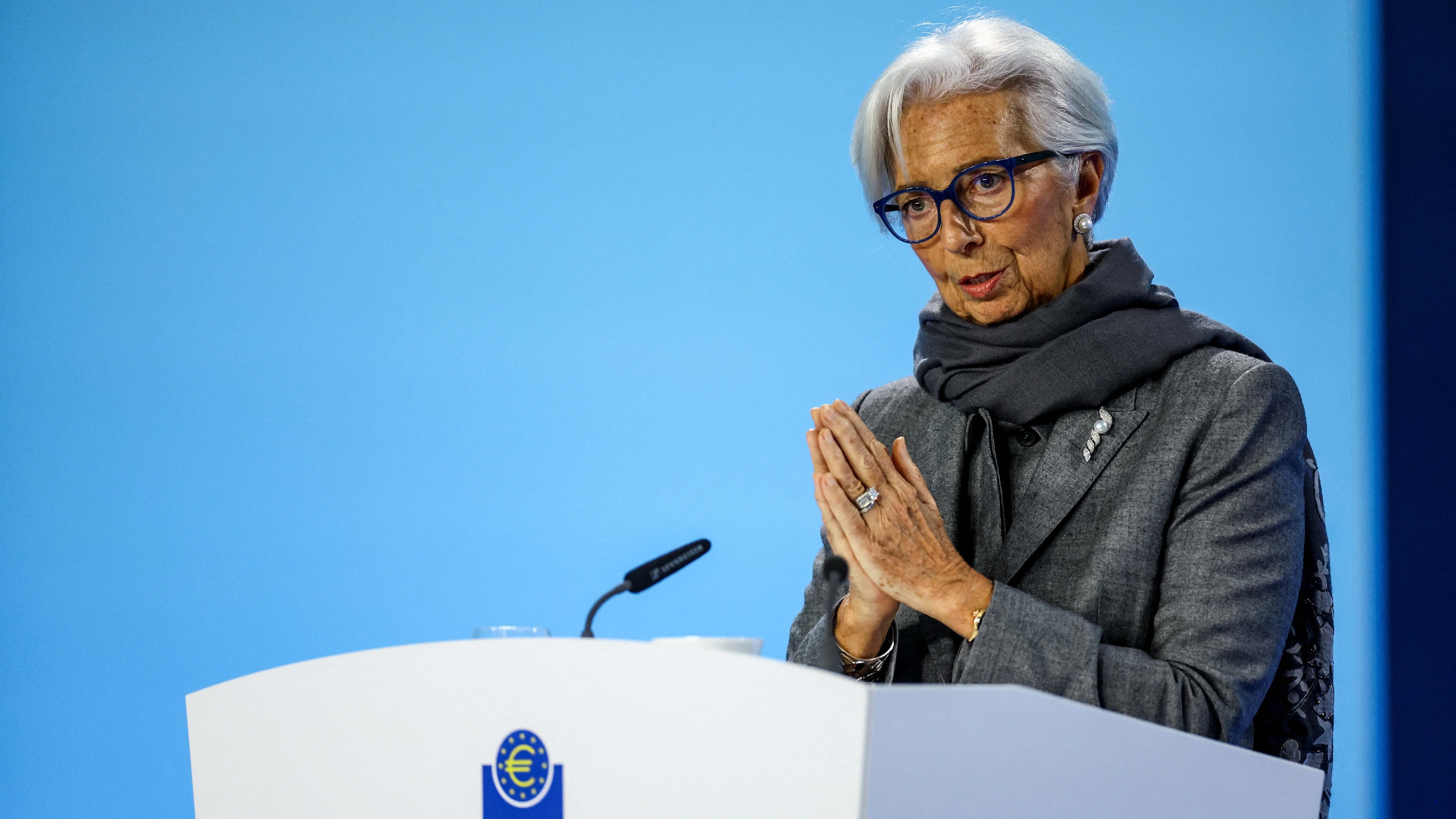 Christine Lagarde gesticula en una de sus comparecencias