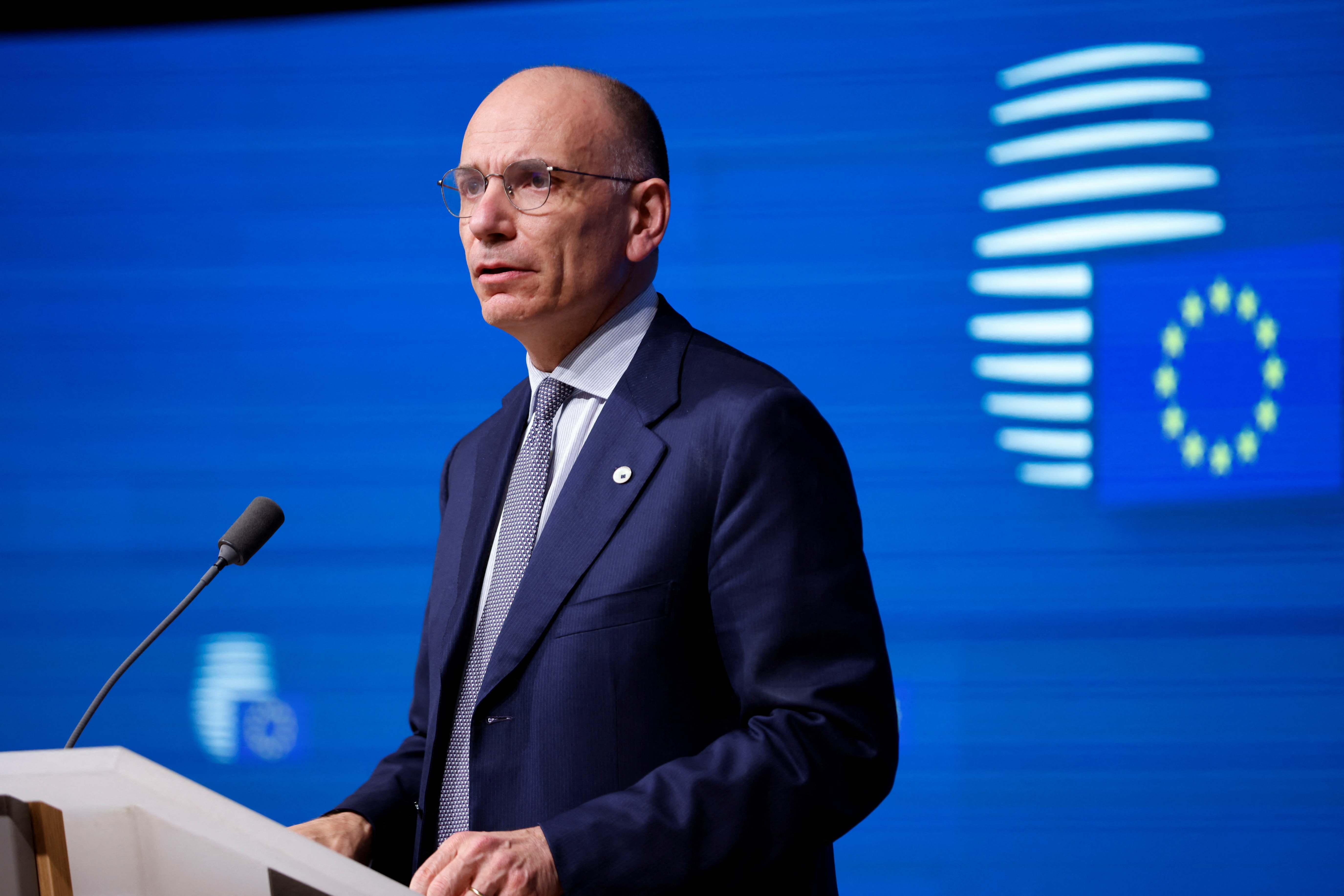 El exprimer ministro italiano, Enrico Letta, durante la presentación de su informe en Bruselas
