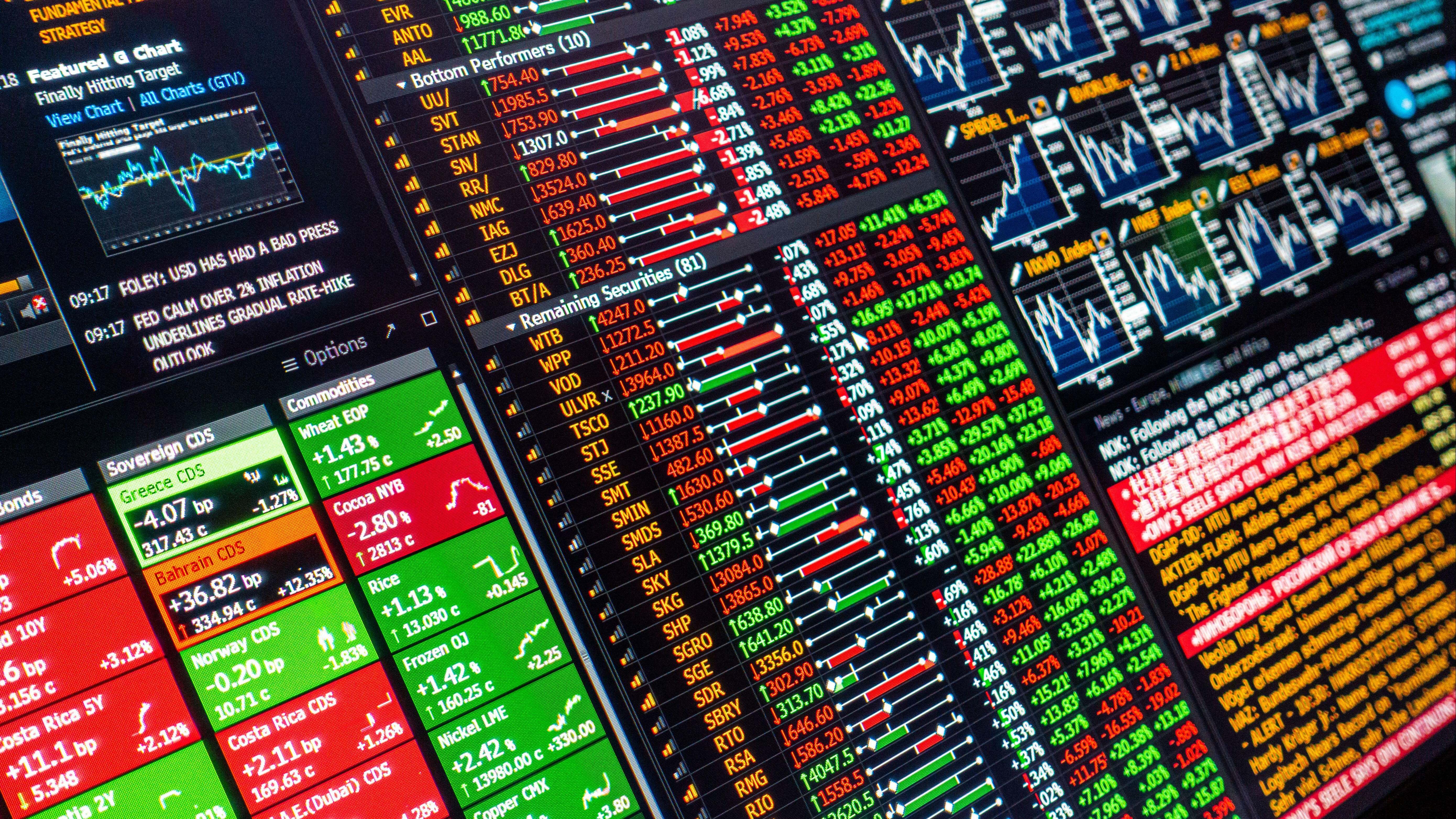 Terminal de Bloomberg con datos de mercado