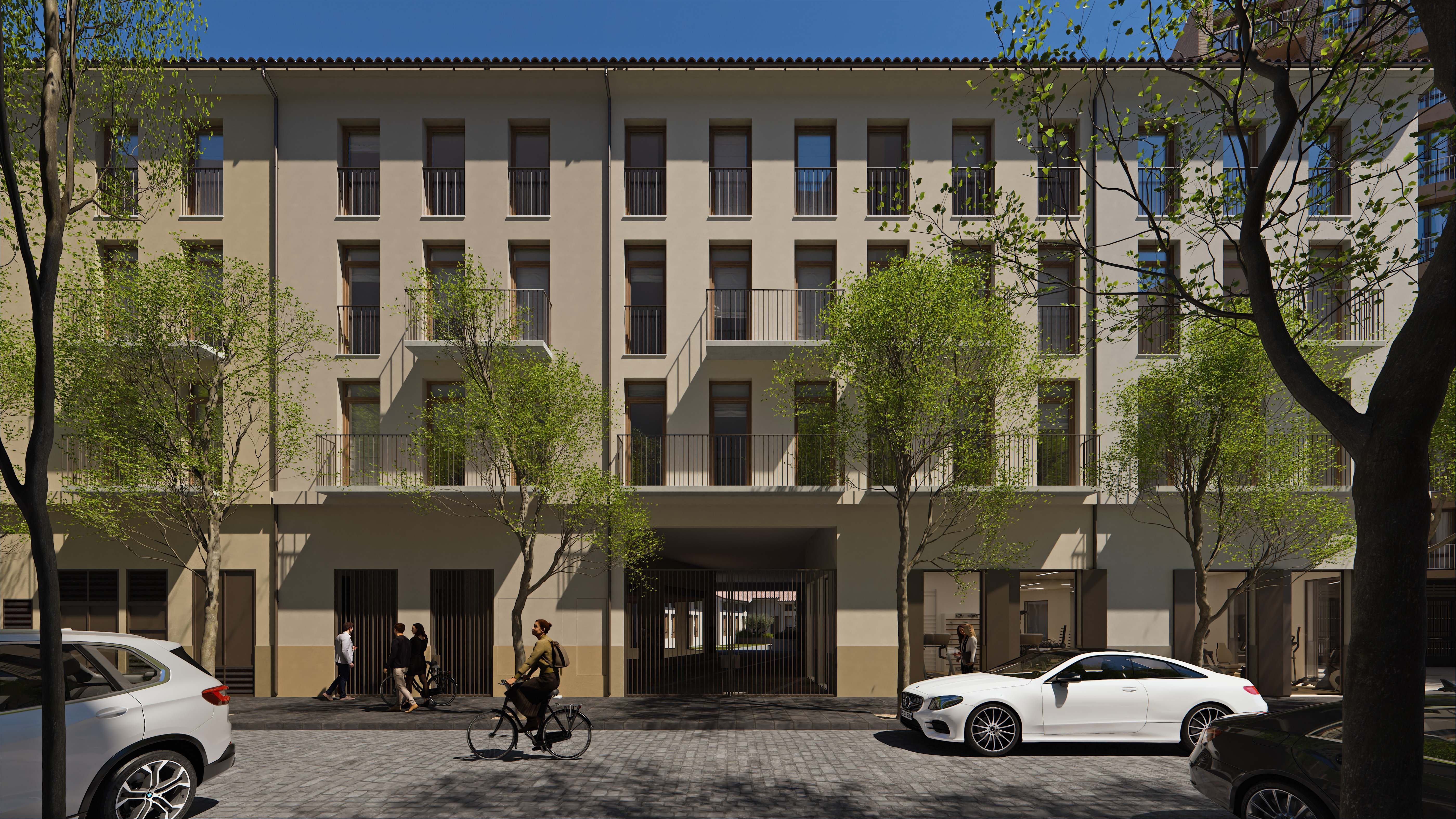 Fachada de la promoción Rovella de AEDAS Homes en el casco antiguo de Valencia