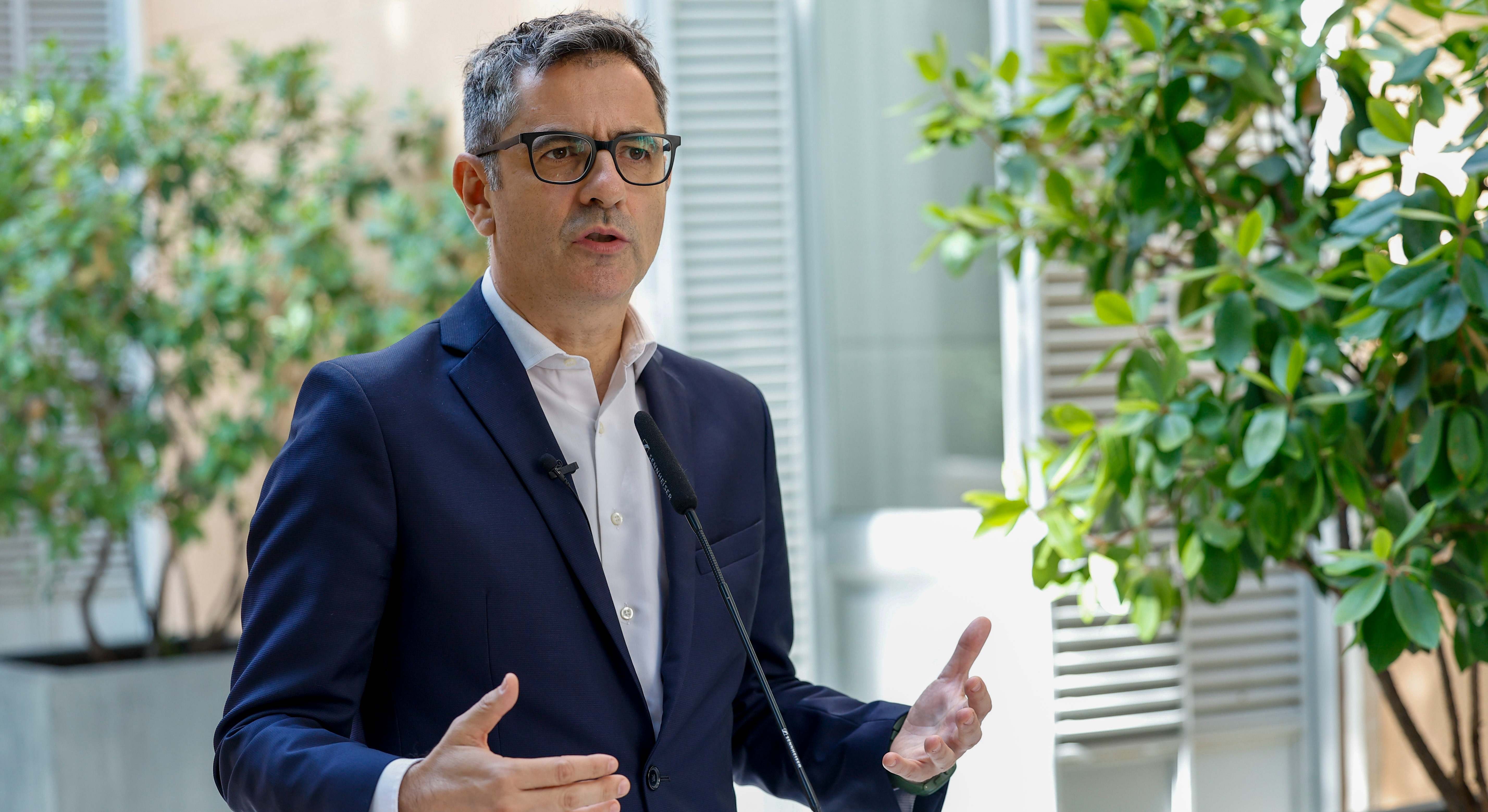 El ministro de la Presidencia, Justicia y Relaciones con las Cortes, Félix Bolaños, durante la presentación de las Becas Seré