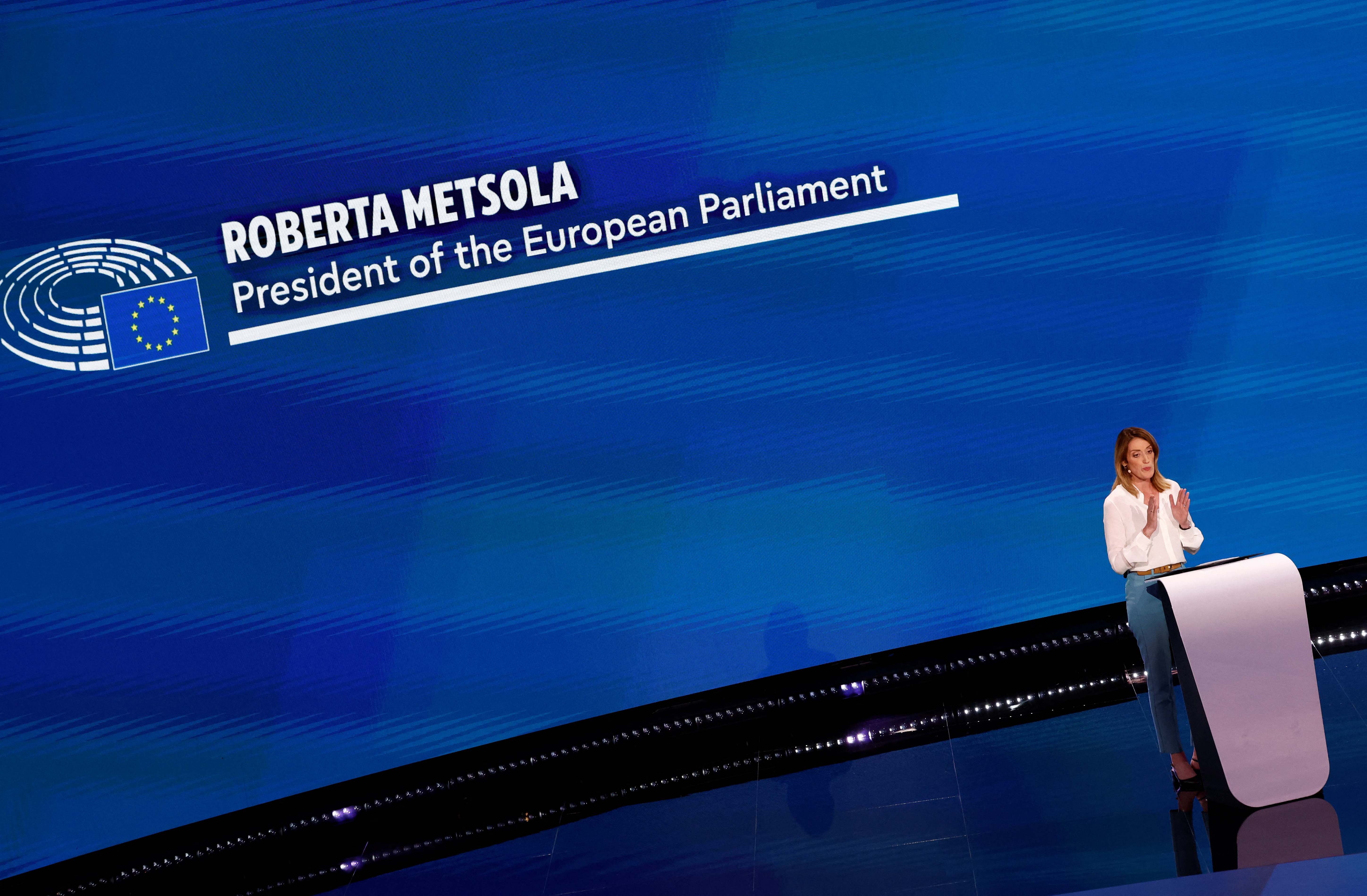 La presidenta del Parlamento Europeo, Roberta Metsola