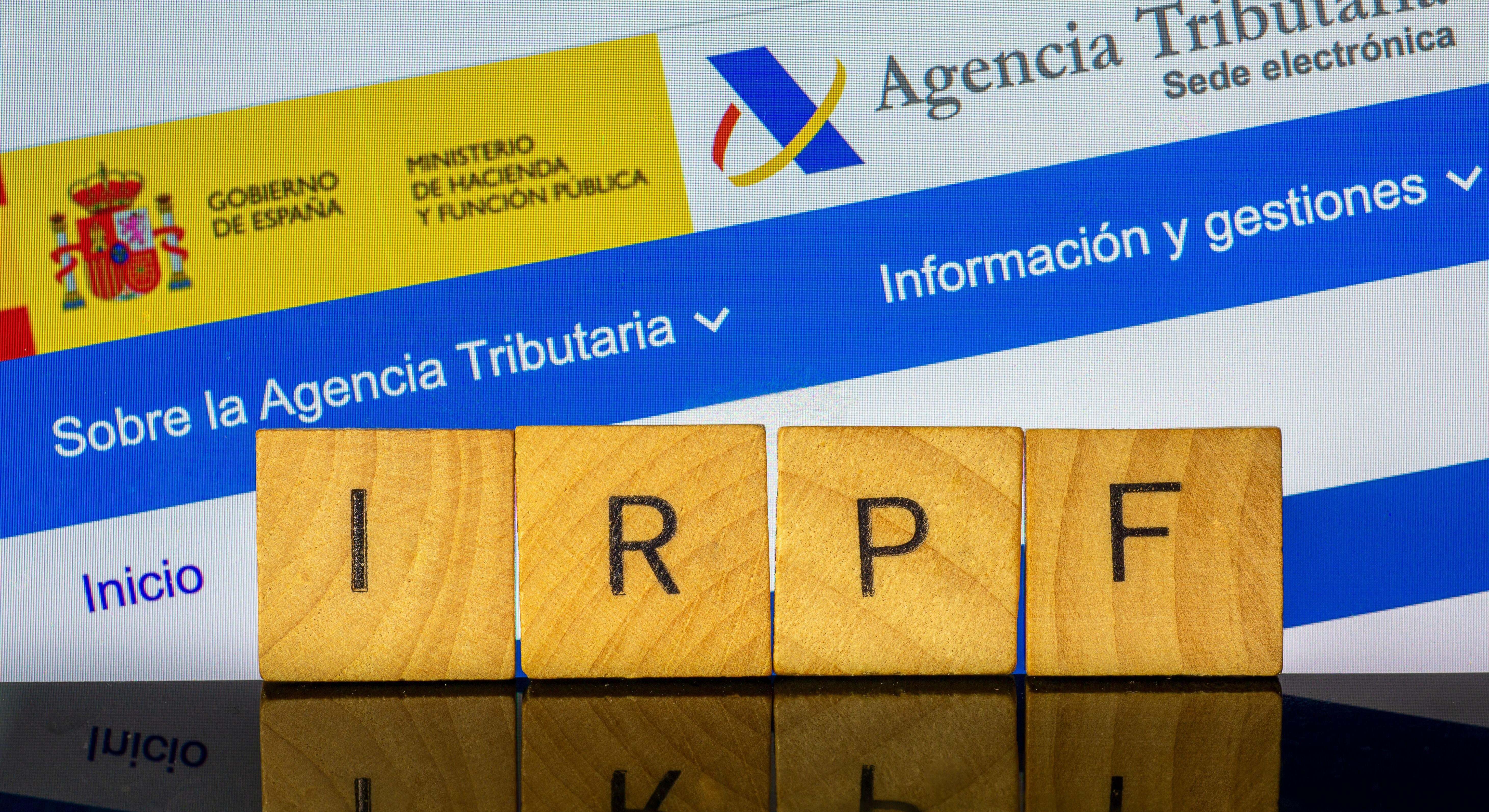 Web de la Agencia Tributaria con las letras IRPF