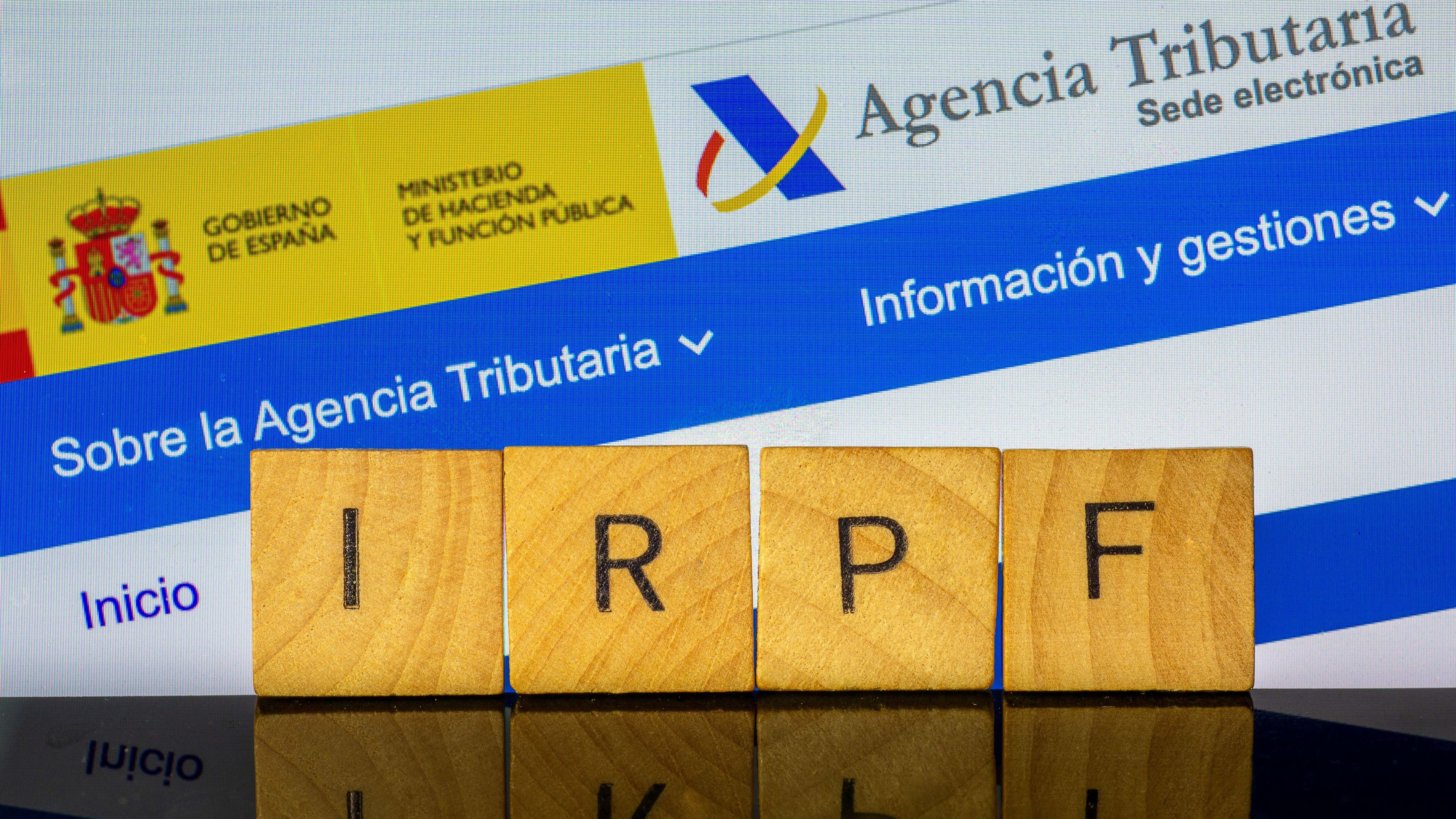 Vista de la web de la Agencia Tributaria con la palabra IRPF delante