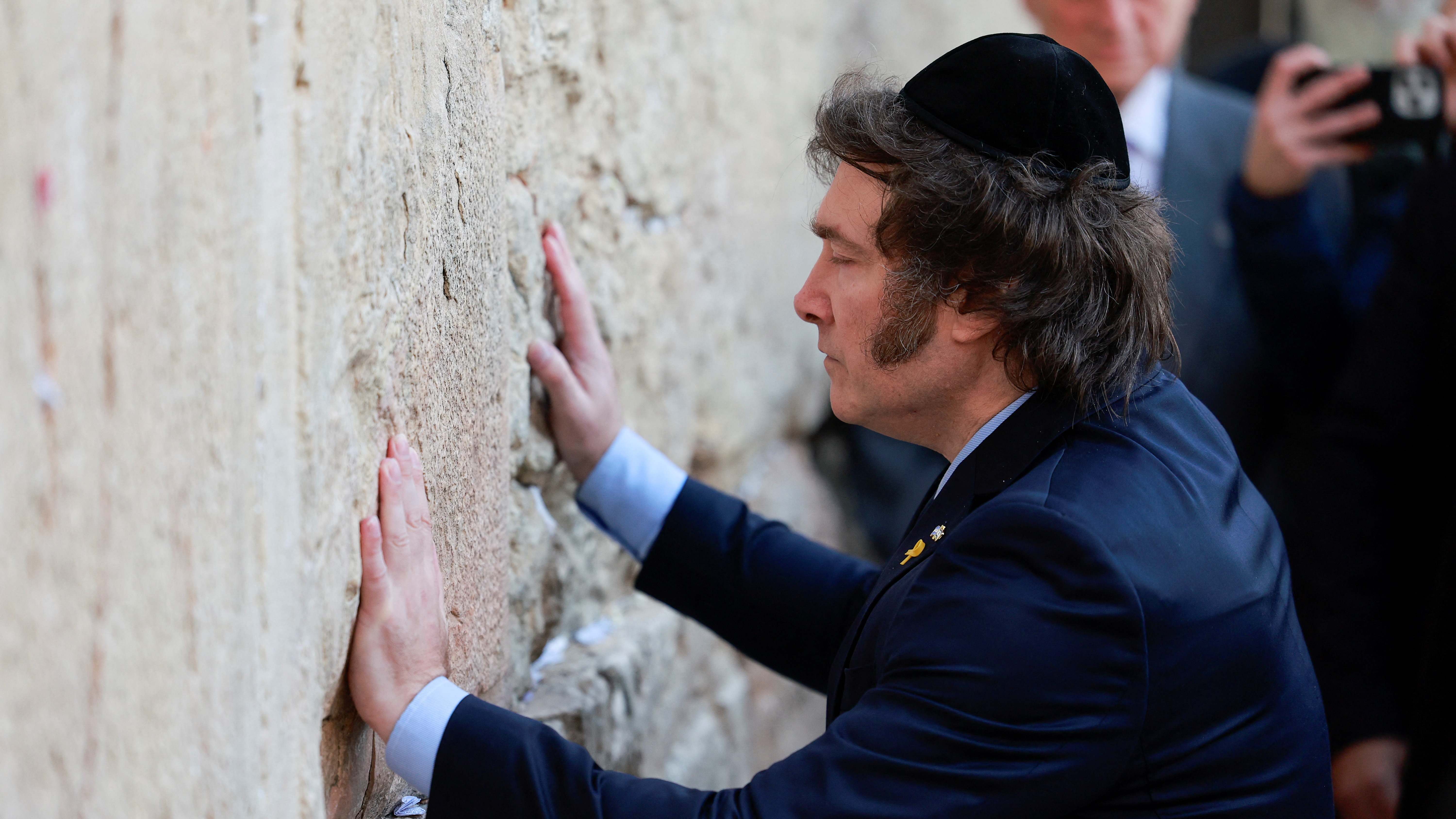 Javier Milei, ante el Muro de las Lamentaciones en Jerusalén.