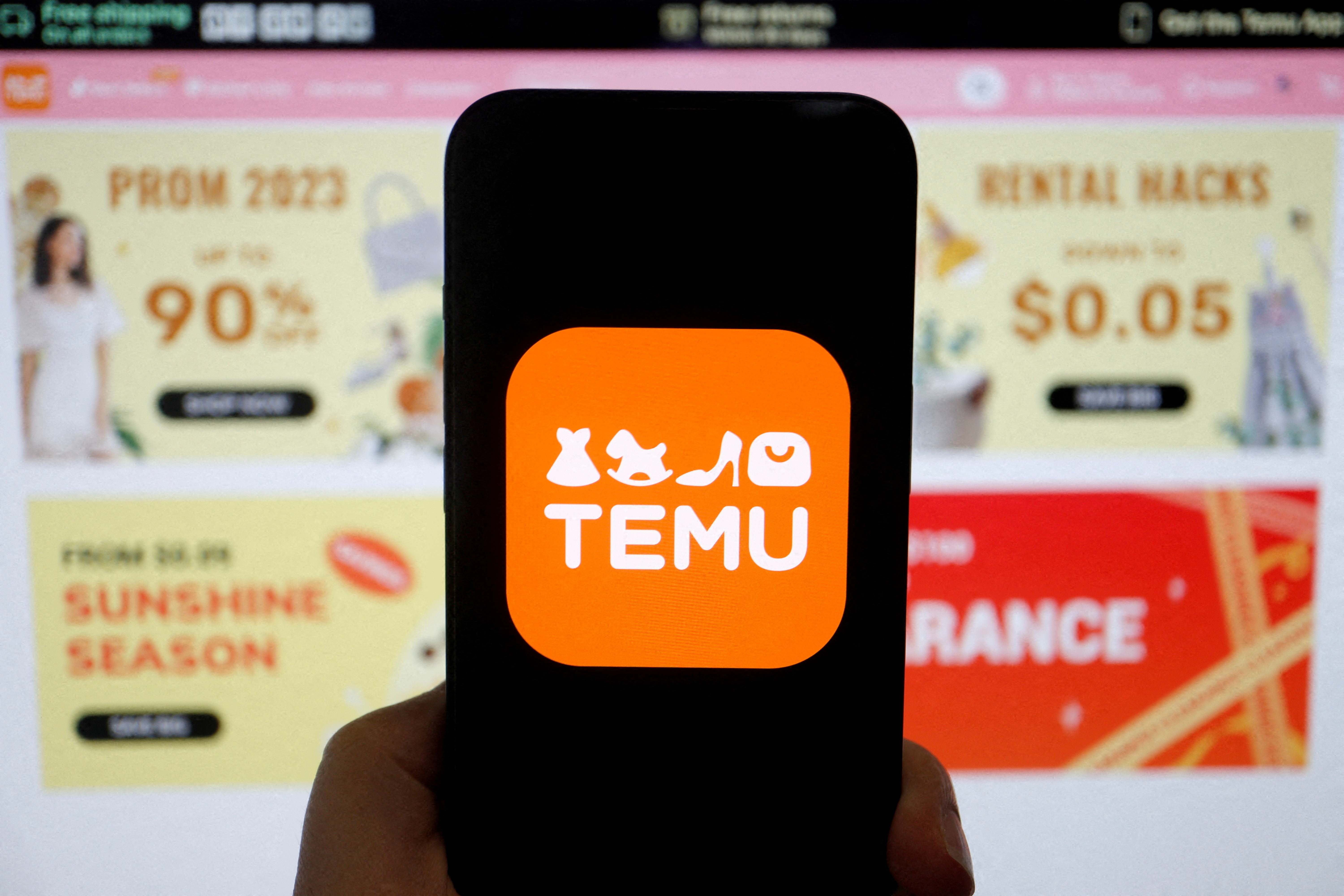 Imagen del logotipo de Temu en un dispositivo móvil