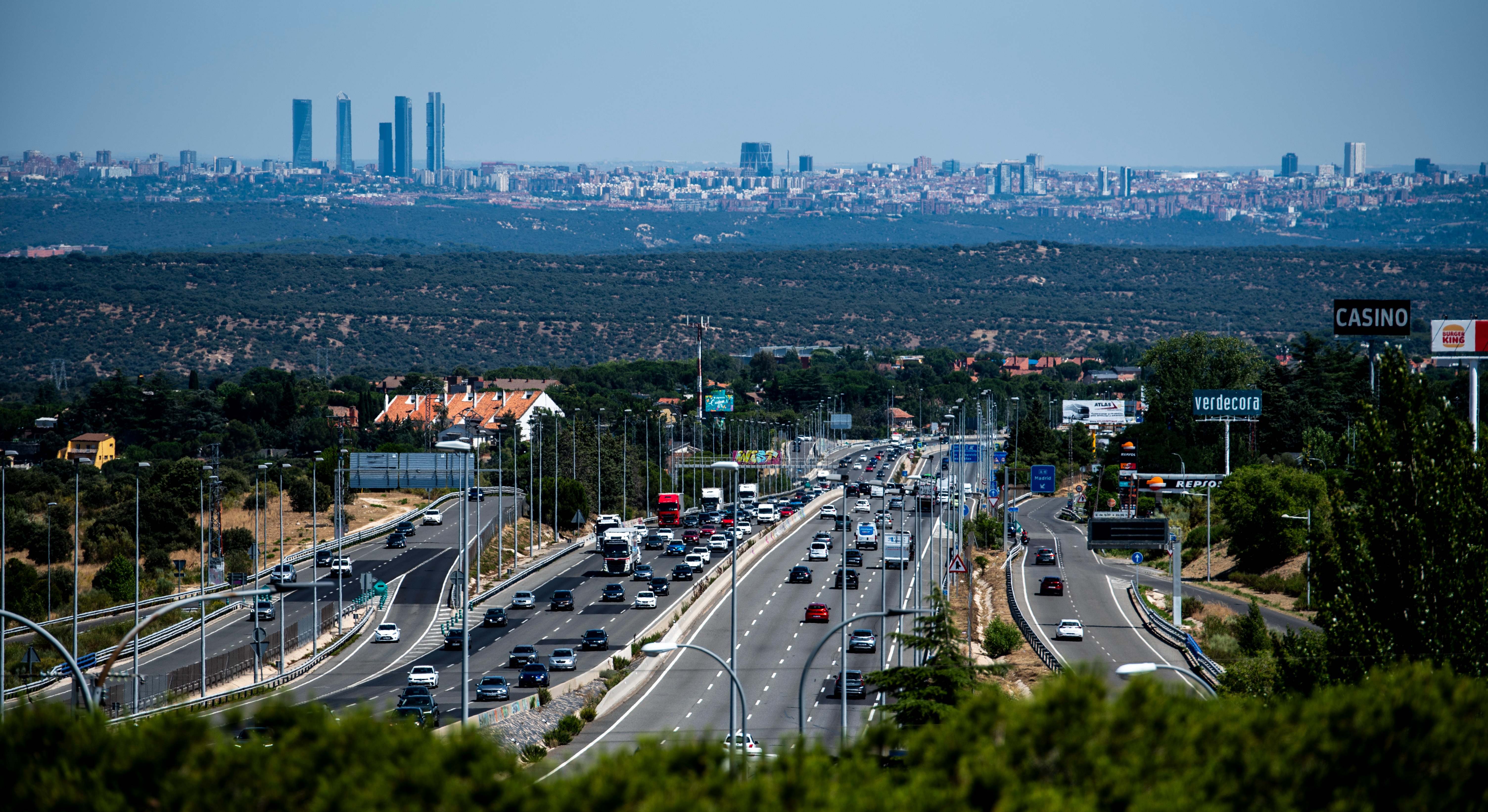 Panorámica de la ciudad de Madrid desde la autovía A-6.