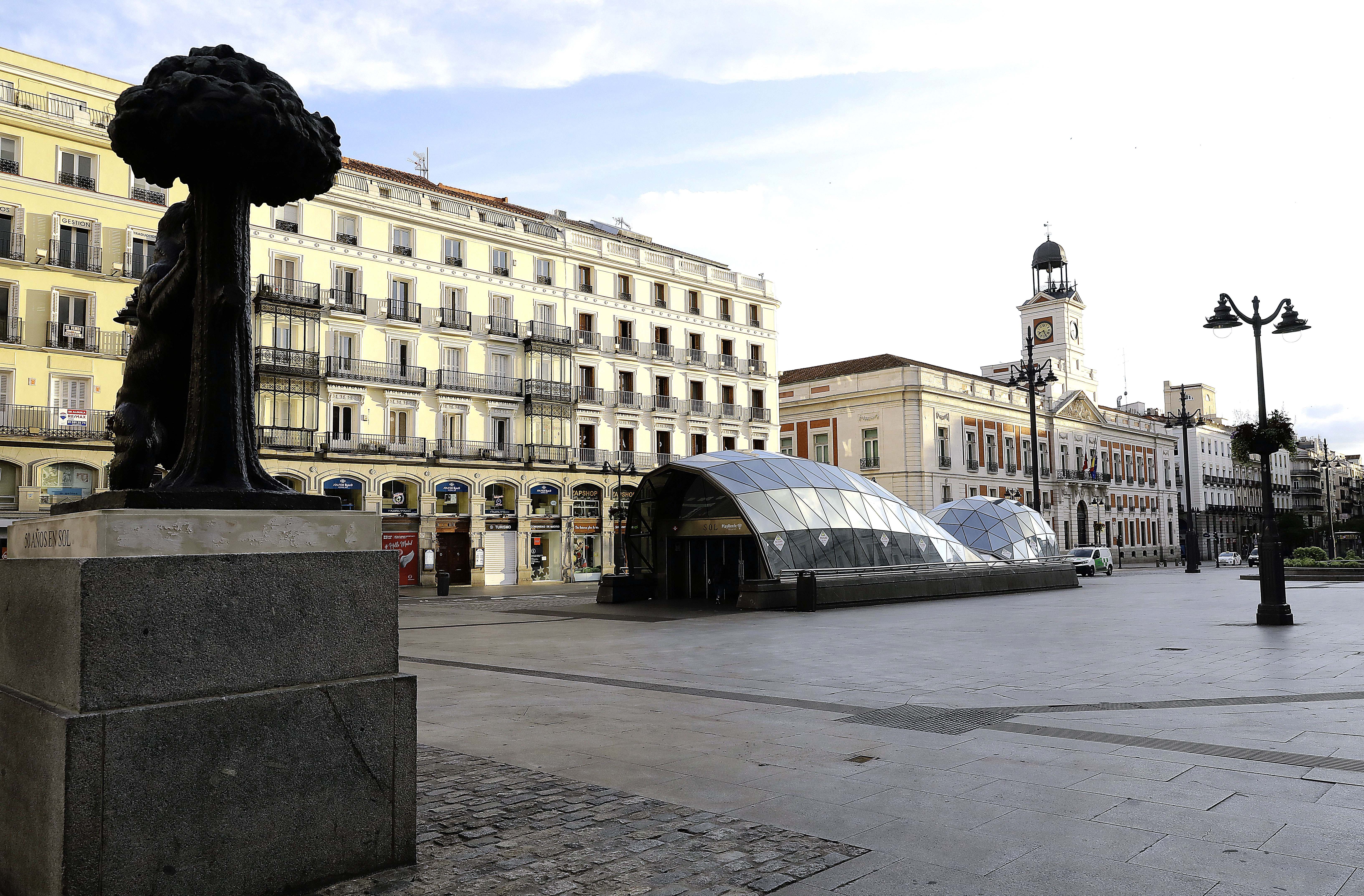 El centro de Madrid vacío durante el confinamiento de 2020